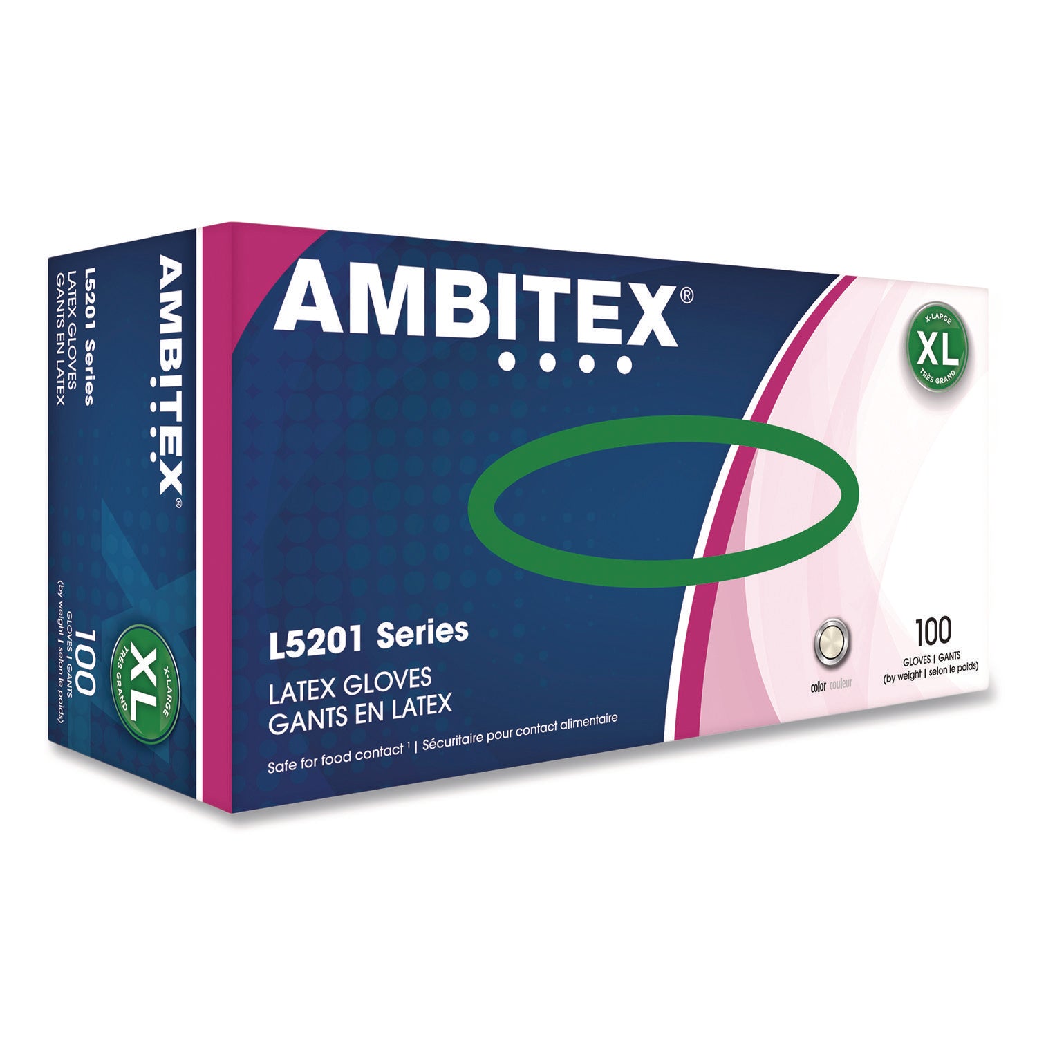 AMBITEX® L5201 Series Powder-Free Latex Gloves, Ivory, X-Large, 100 Gloves/Box, 10 Boxes/Carton