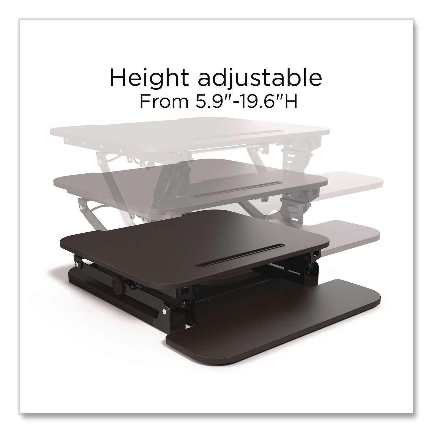 Union & Scale™ FlexFit Manual Adjustable Desk Converter, 26.7 x 30.8 x 5.9 to 19.6, Black