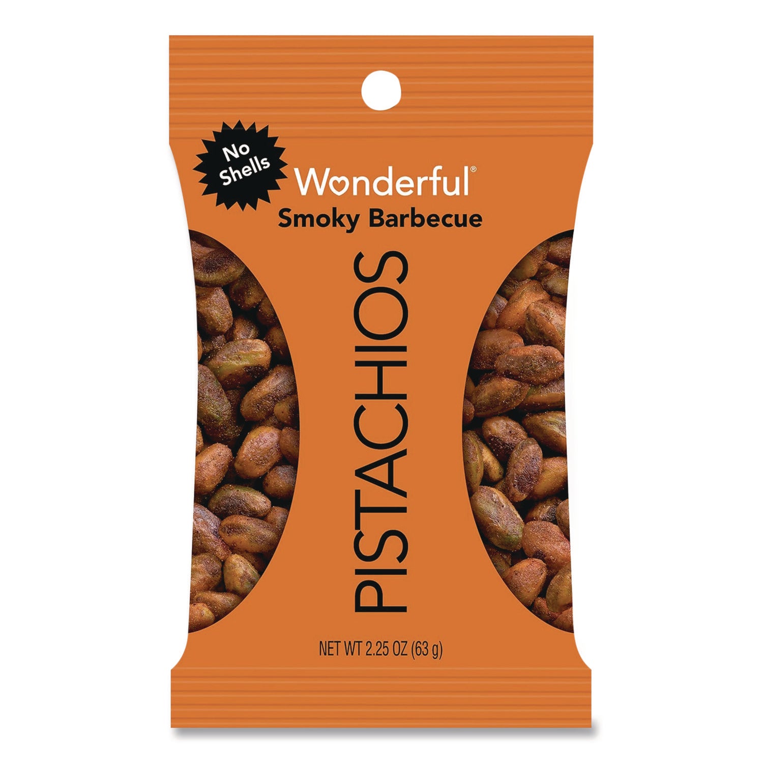 Wonderful® No Shells Smoky Barbecue Pistachios, 2.25 oz Pack, 8/Box