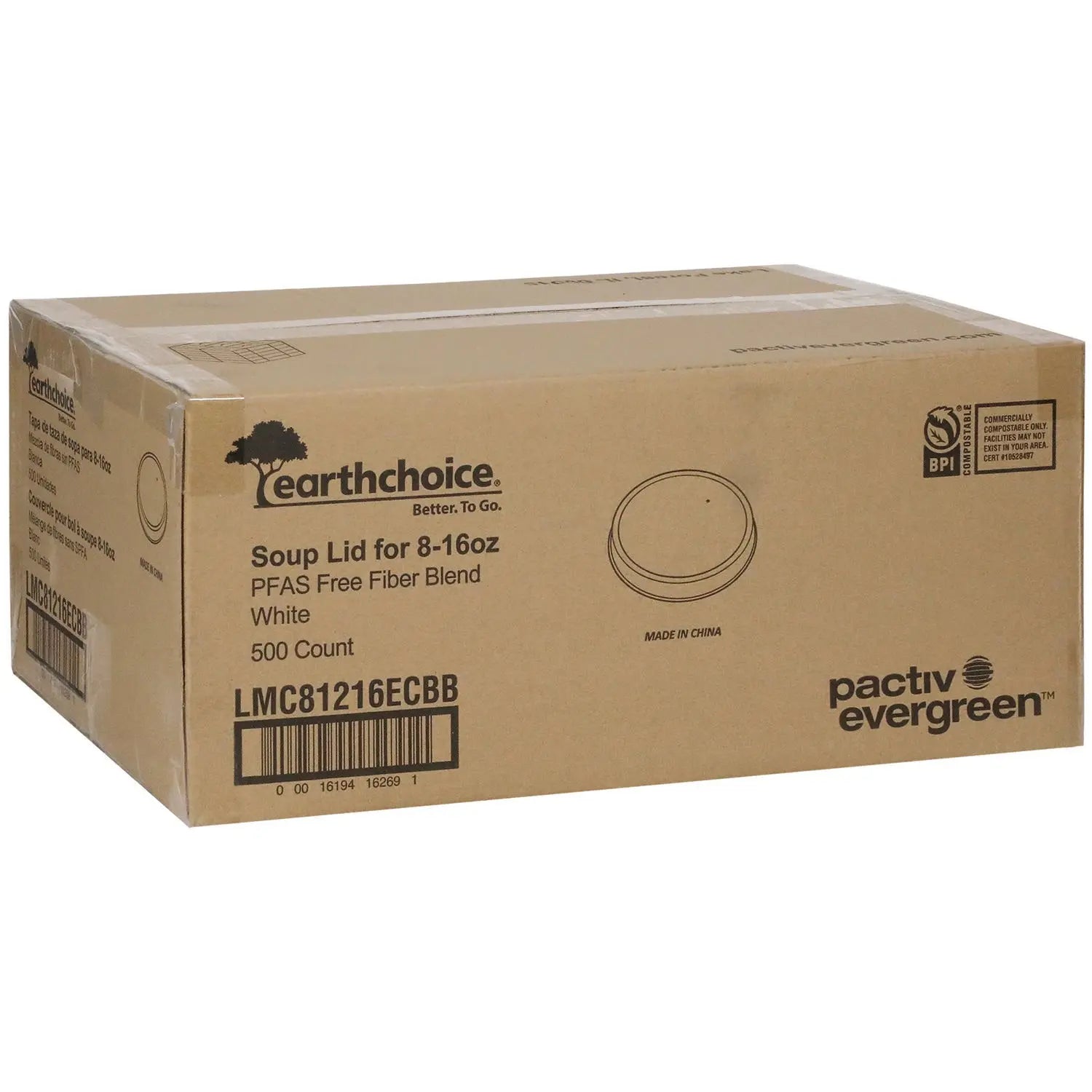 EarthChoice PFAS-Free Compostable Soup Cup Lid, For 8-16 oz Soup Cups, 4" Diameter, White, Sugarcane, 500/Carton Pactiv Evergreen Flipcost