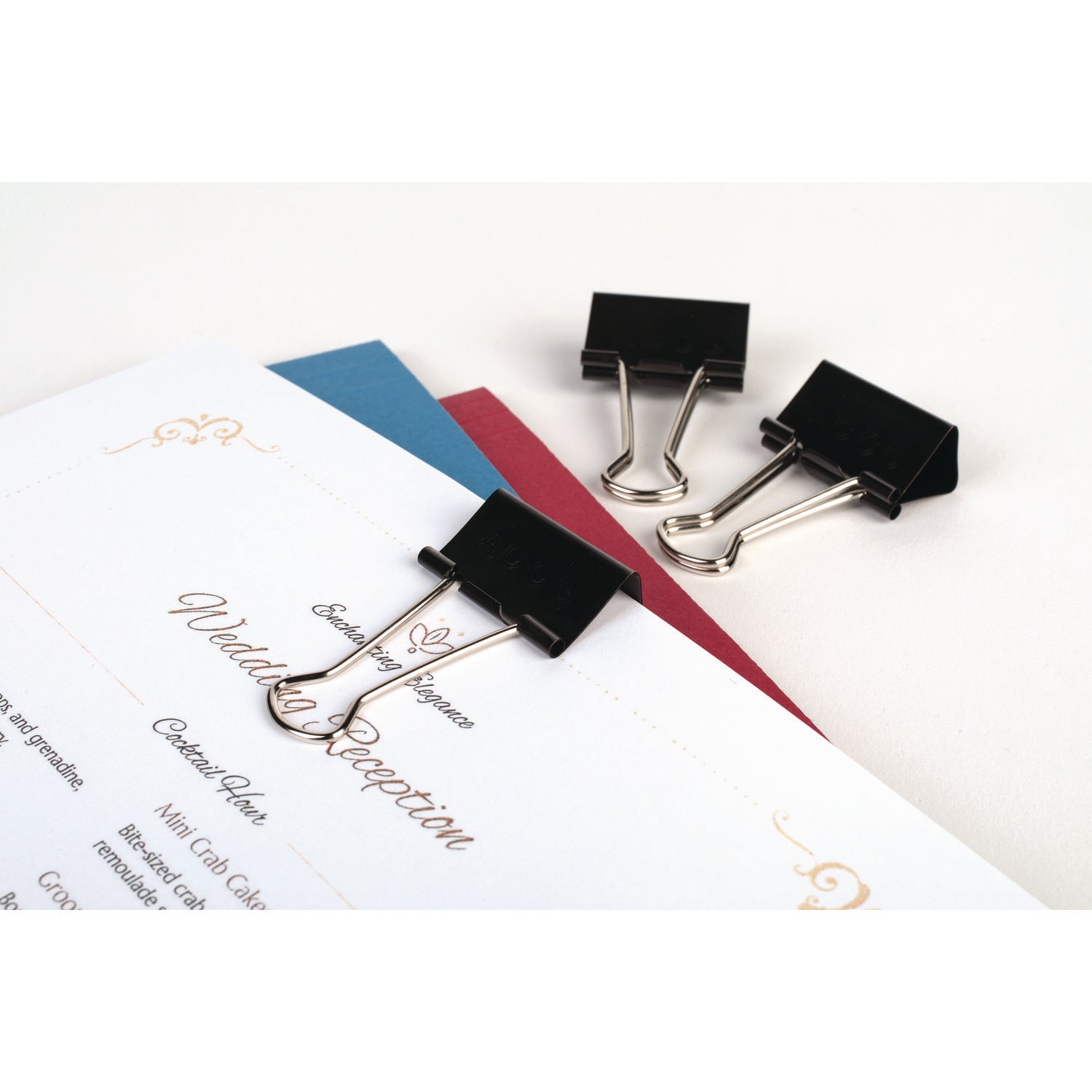 ACCO Binder Clips, Medium, Black/silver, Dozen