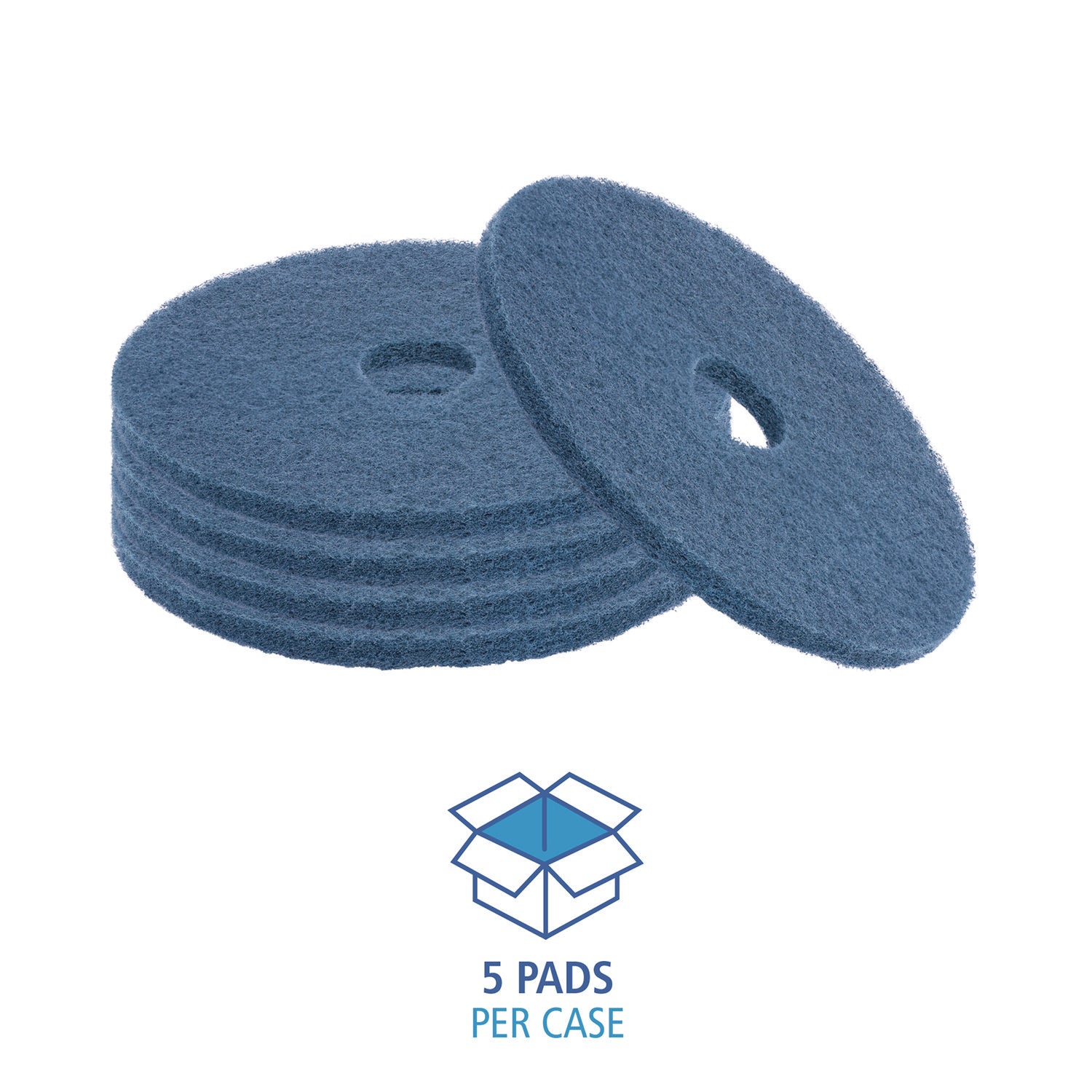 Boardwalk® Scrubbing Floor Pads, 16" Diameter, Blue, 5/carton