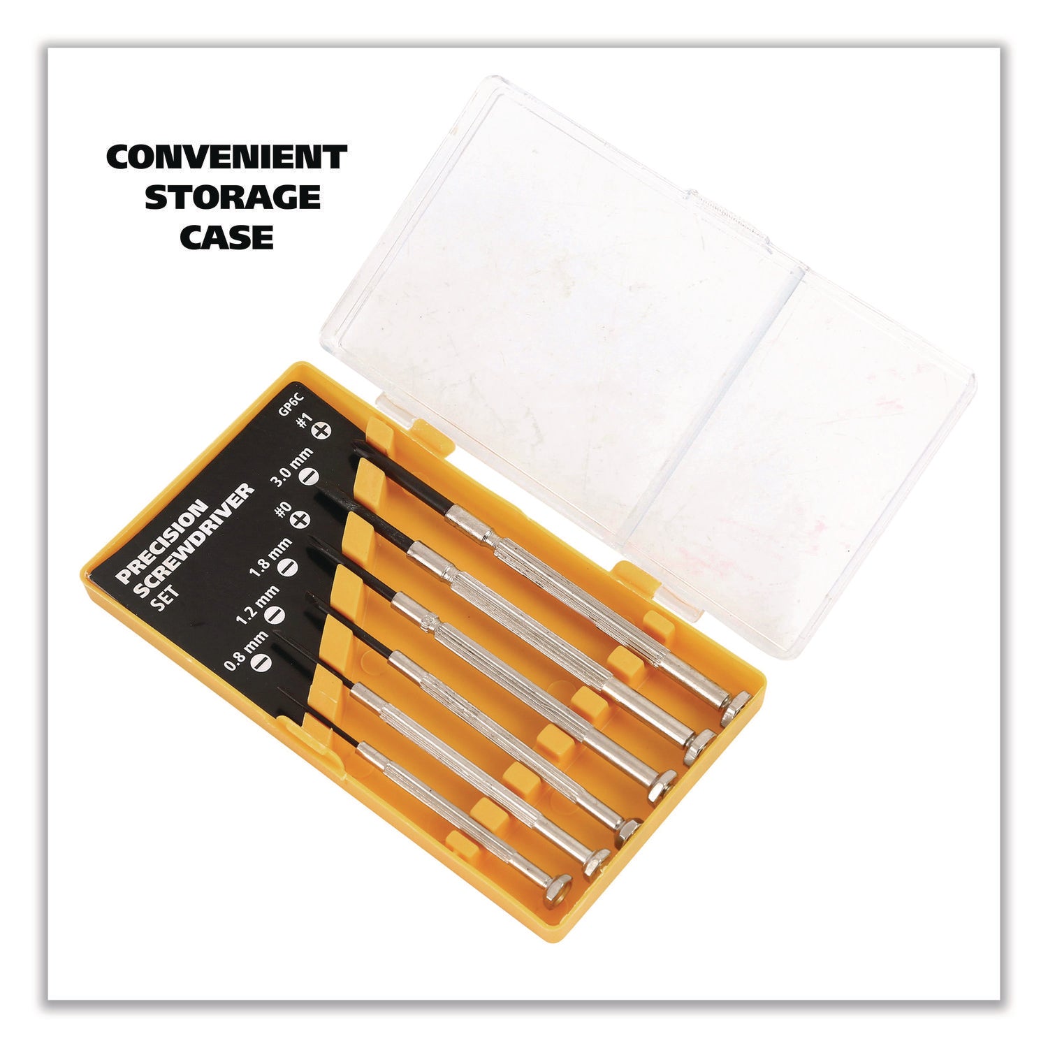 Great Neck® Precision Screwdriver Set, Six-Piece, Phillips/Slotted, Assorted Lengths, Polished Steel Handles