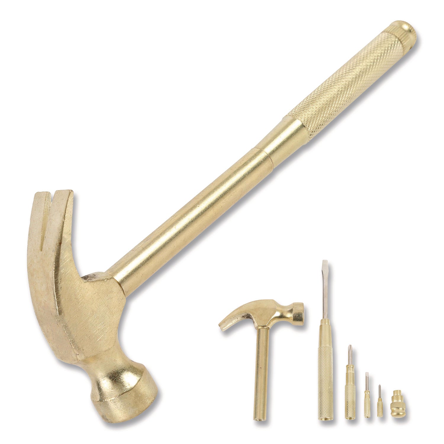 Great Neck® 5-in-1 Carpenter's Hammer with Nesting Handle Containing Four Screwdrivers, 6.5" Long Gold Handle