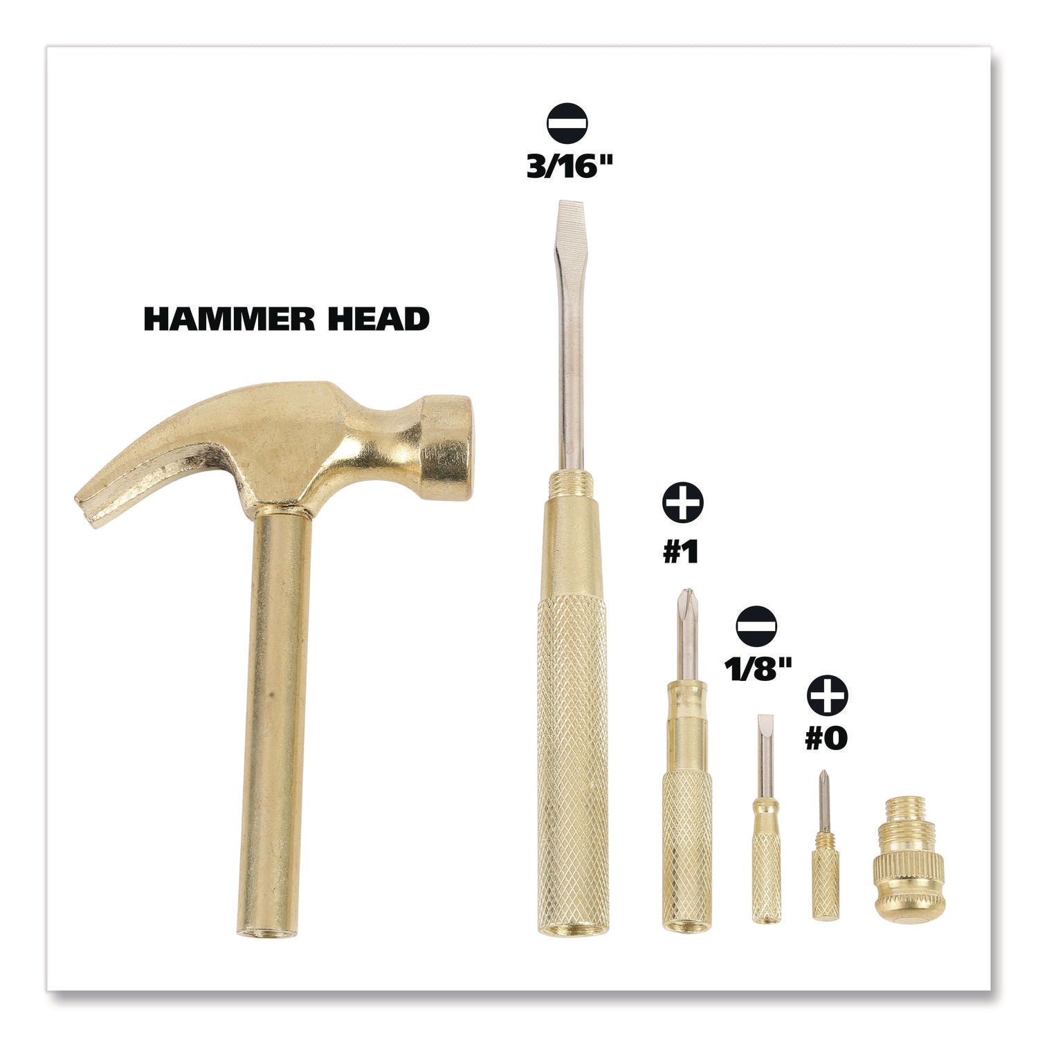 Great Neck® 5-in-1 Carpenter's Hammer with Nesting Handle Containing Four Screwdrivers, 6.5" Long Gold Handle