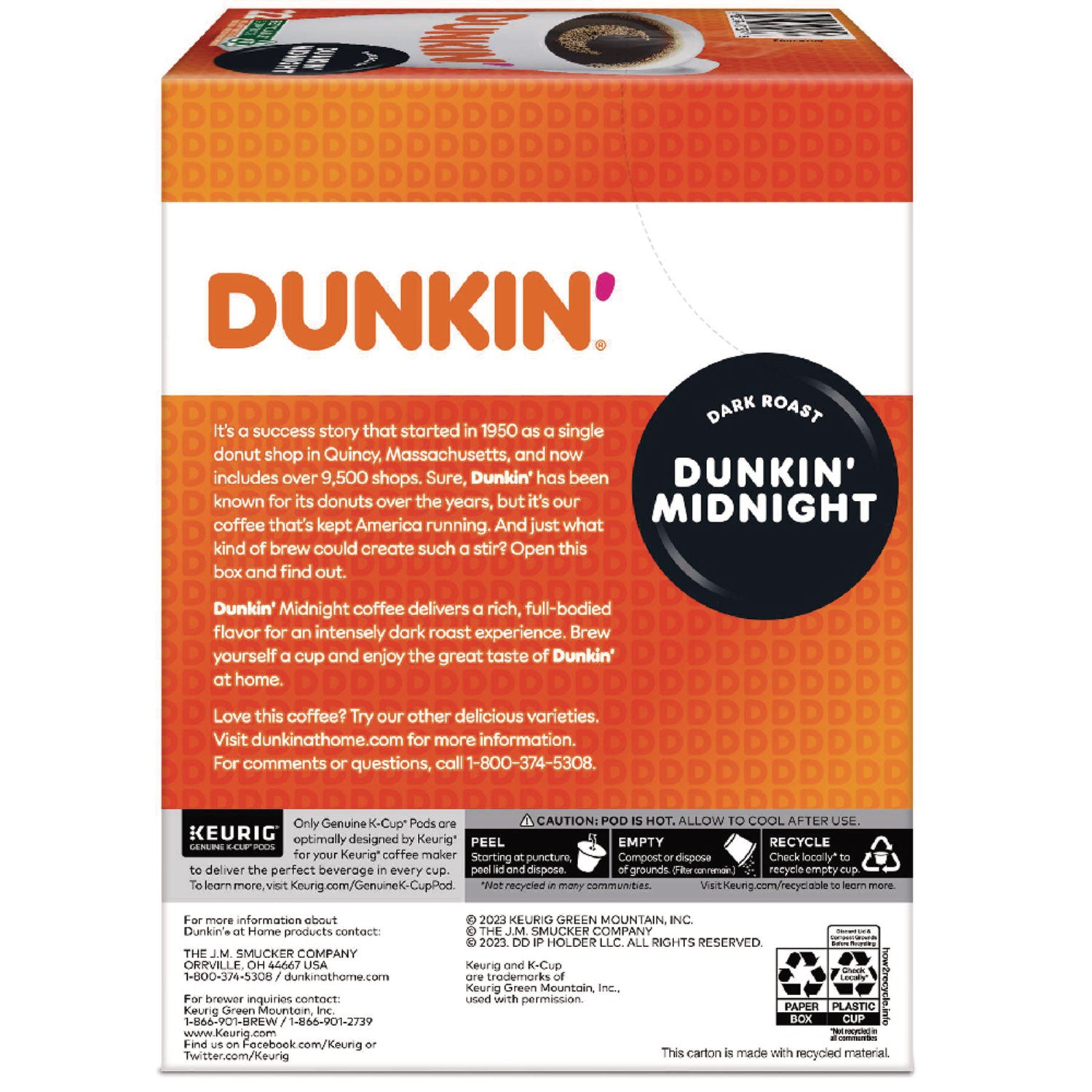 Dunkin'® K-Cup Pods, Original Dark Roast, 22/box