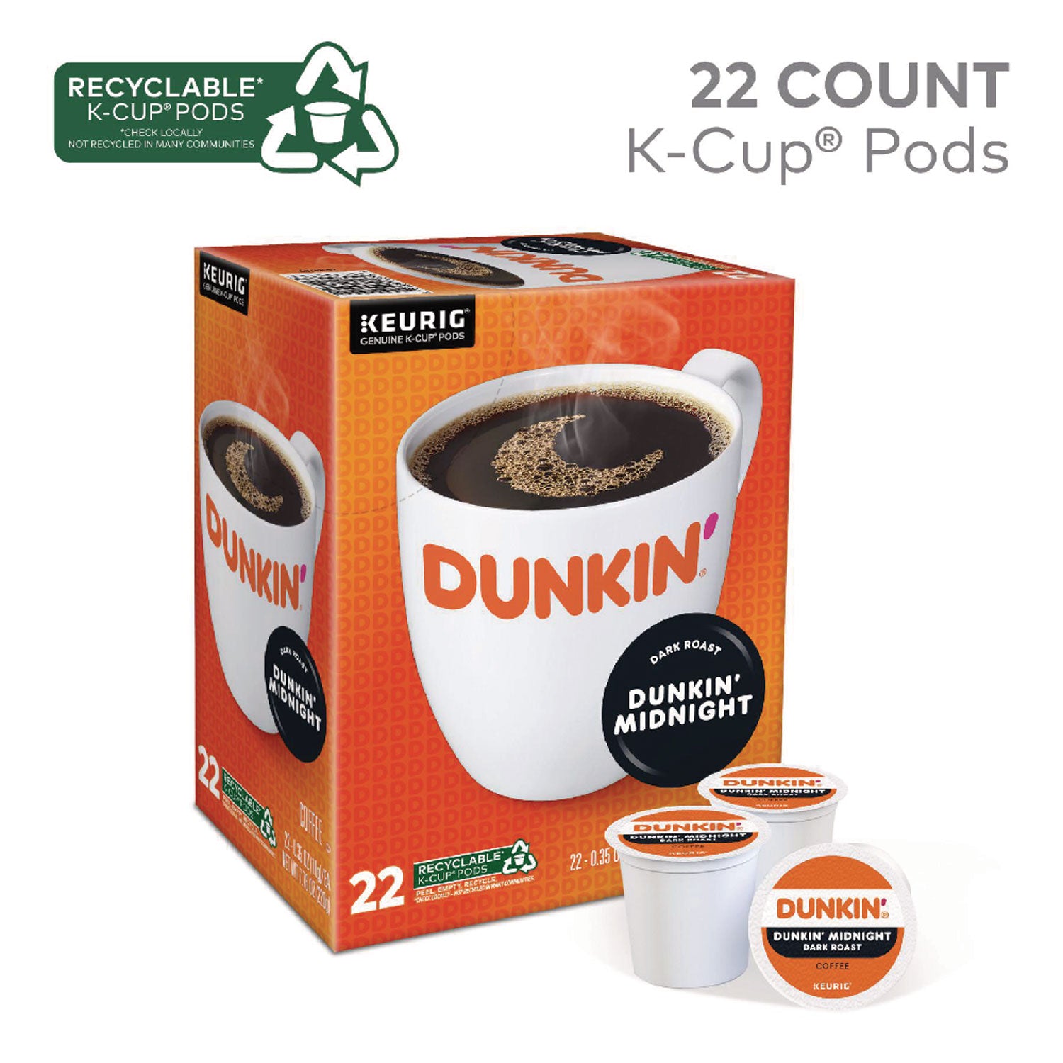 Dunkin'® K-Cup Pods, Original Dark Roast, 22/box