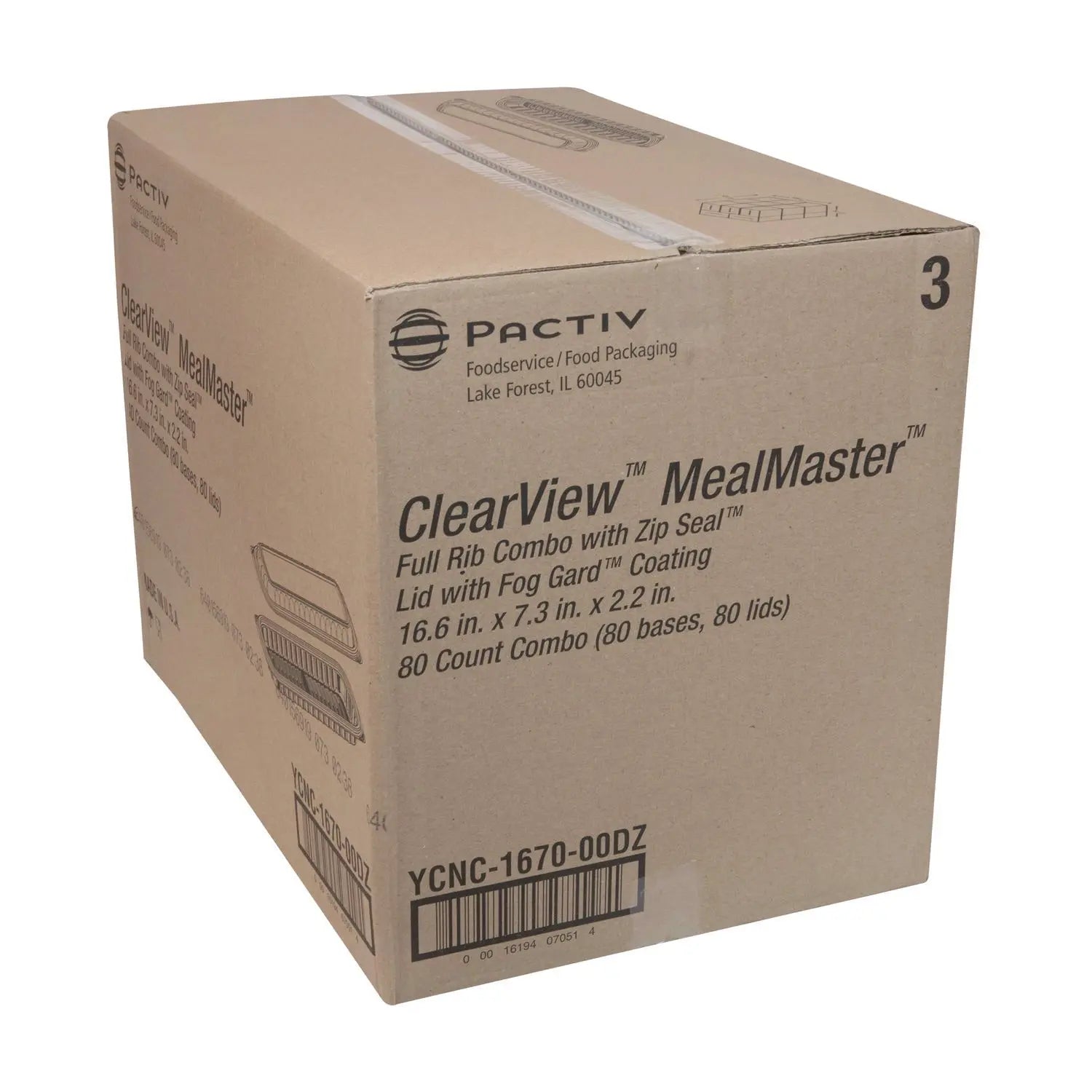 MealMaster Rib Container Base/Lid, 16.6 x 7.3 x 2.3, Black/Clear Plastic, 80/Carton Pactiv Evergreen Flipcost