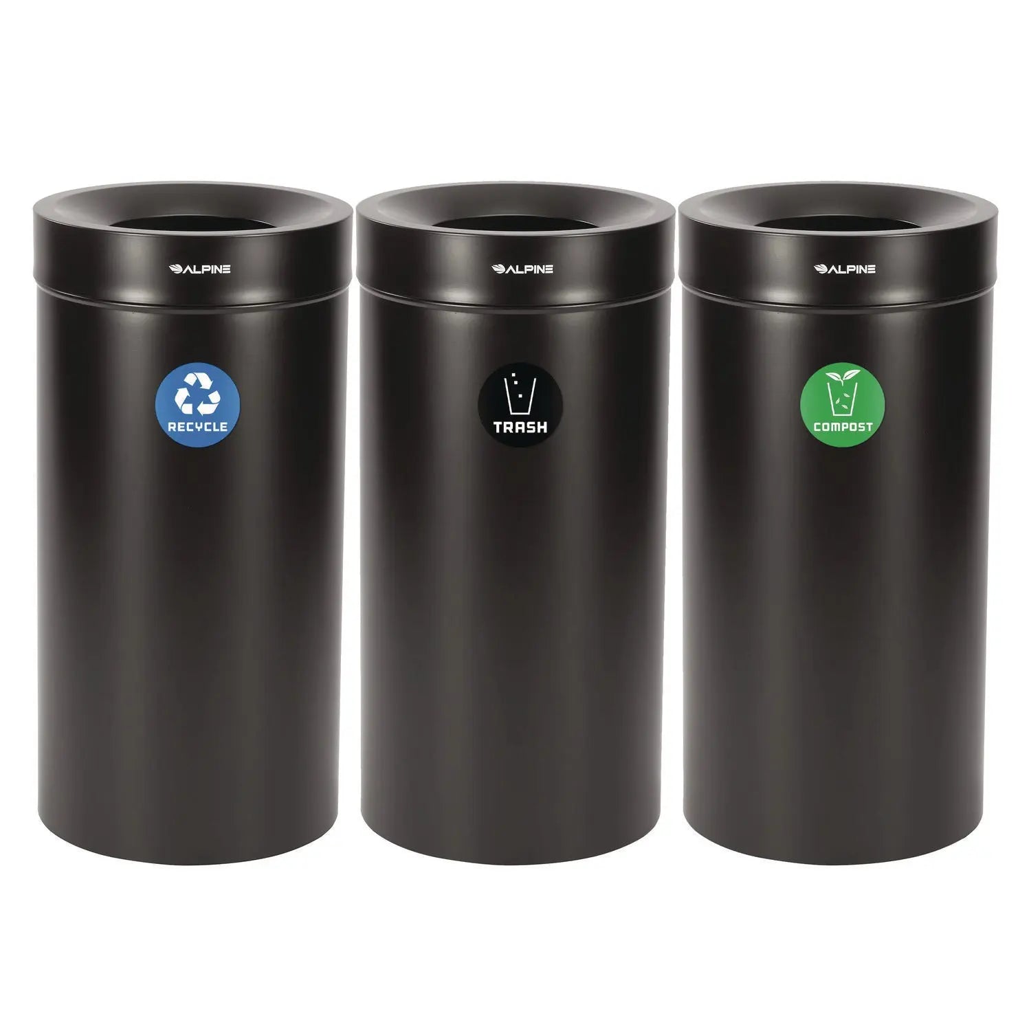 27 Gallon Black Stainless Steel Compost Bin, Recycling Can and Trash Receptacle