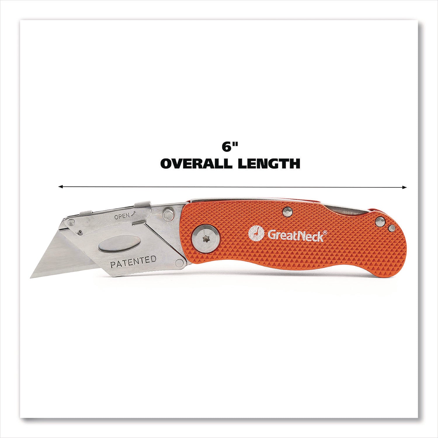 Great Neck® Quick Change Lock Back Utility Knife, 3.5" Aluminum Handle, Orange