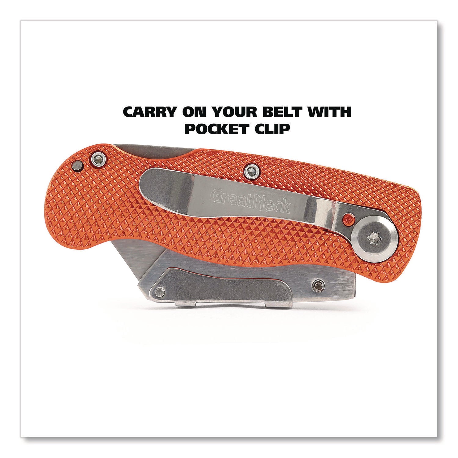 Great Neck® Quick Change Lock Back Utility Knife, 3.5" Aluminum Handle, Orange