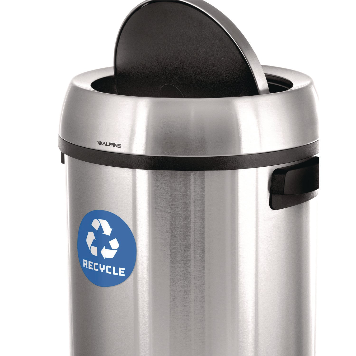 Alpine Industries 17 Gallon Stainless Steel Indoor Recycling Receptacle with Swivel Lid