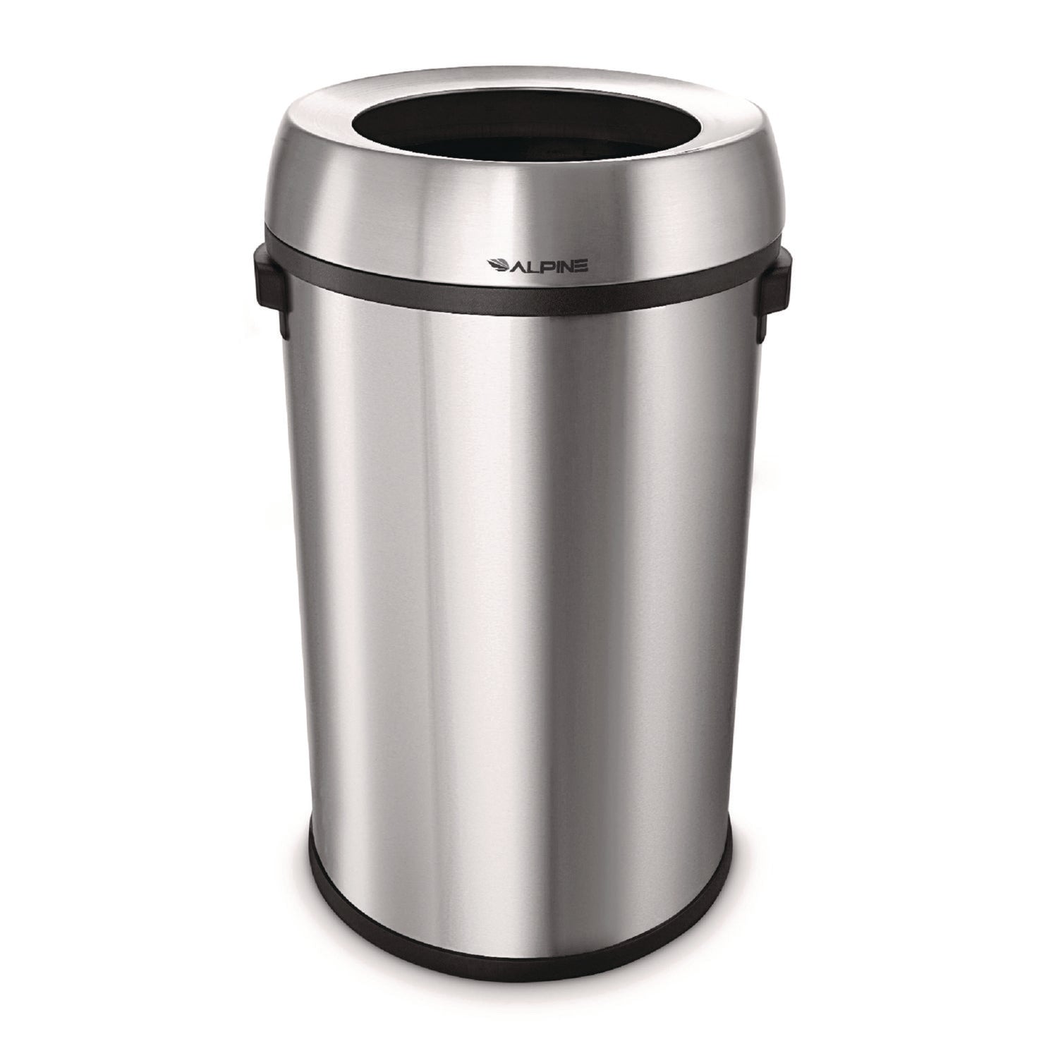 Alpine Industries 17 Gallon Stainless Steel Heavy-Gauge Brushed Open Top Commercial Trash Can