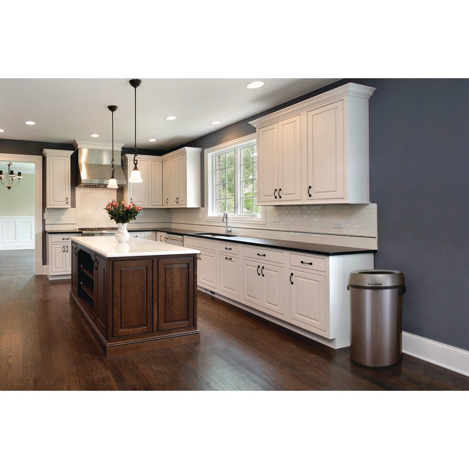 Alpine Industries 17 Gallon Stainless Steel Heavy-Gauge Brushed Open Top Commercial Trash Can