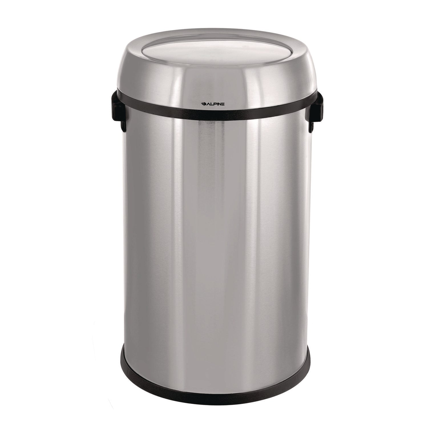 Alpine Industries 17 Gallon Stainless Steel Commercial Trash Can with Swing Lid