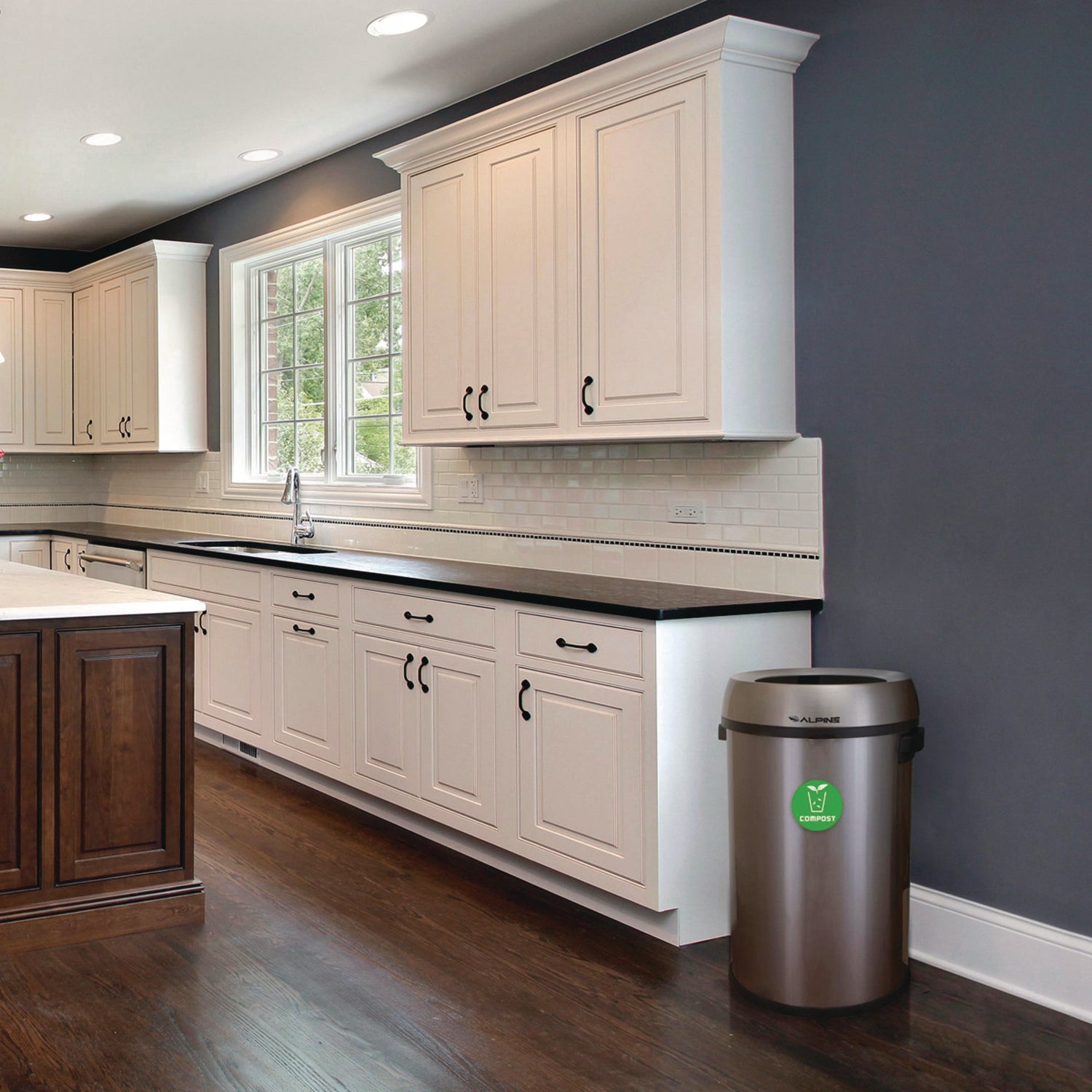 Alpine Industries 17 Gallon Stainless Steel Open Top Compost Station