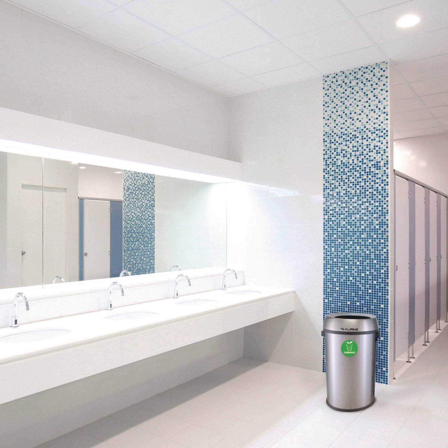 Alpine Industries 17 Gallon Stainless Steel Open Top Compost Station