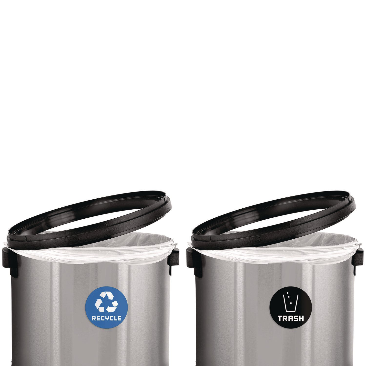 Alpine Industries 17 Gallon Stainless Steel Indoor Recycling Receptacle and Trash Station Swivel Lids