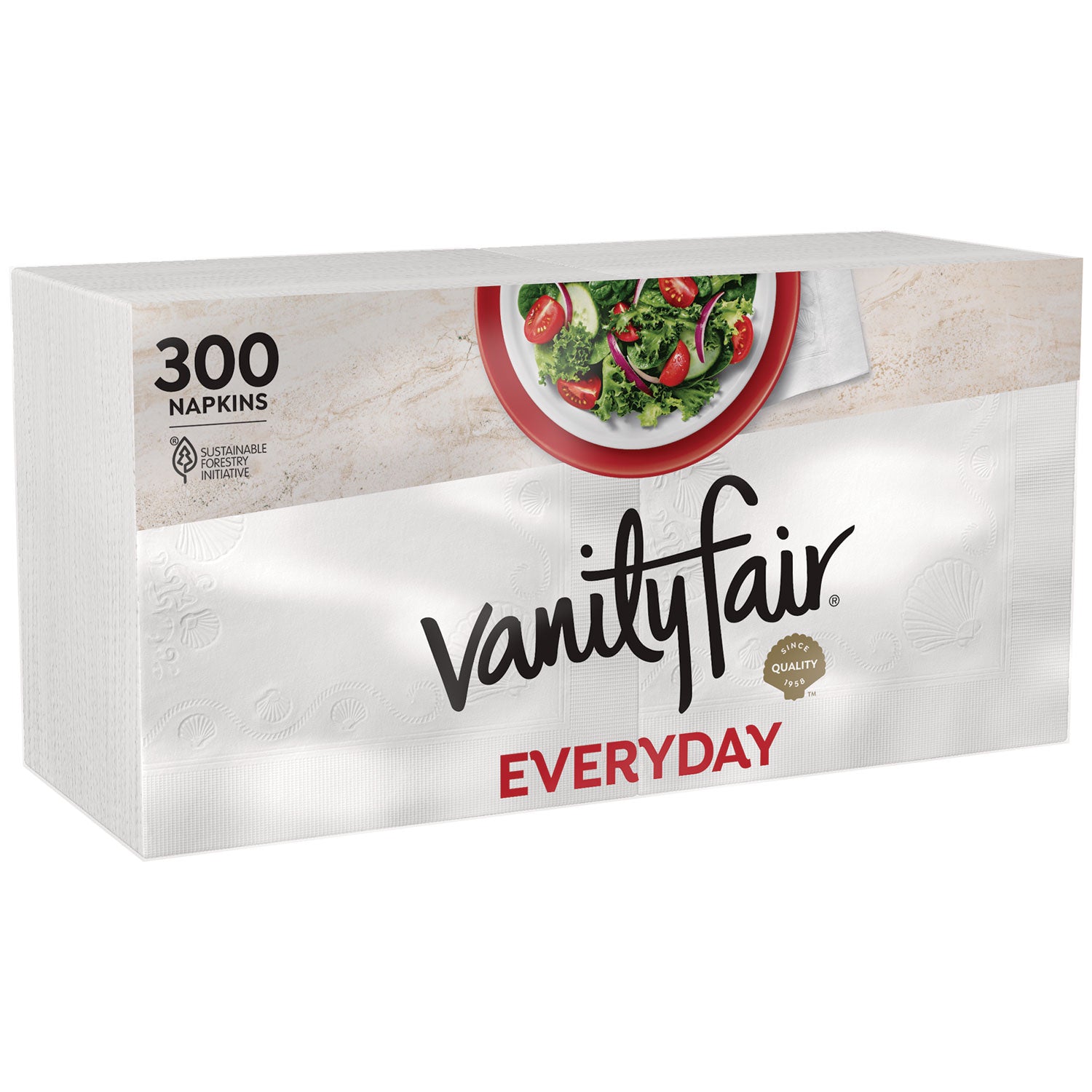 Vanity Fair® Everyday Casual Napkins, 2-Ply, 6 x 6.37, White, 300/Pack