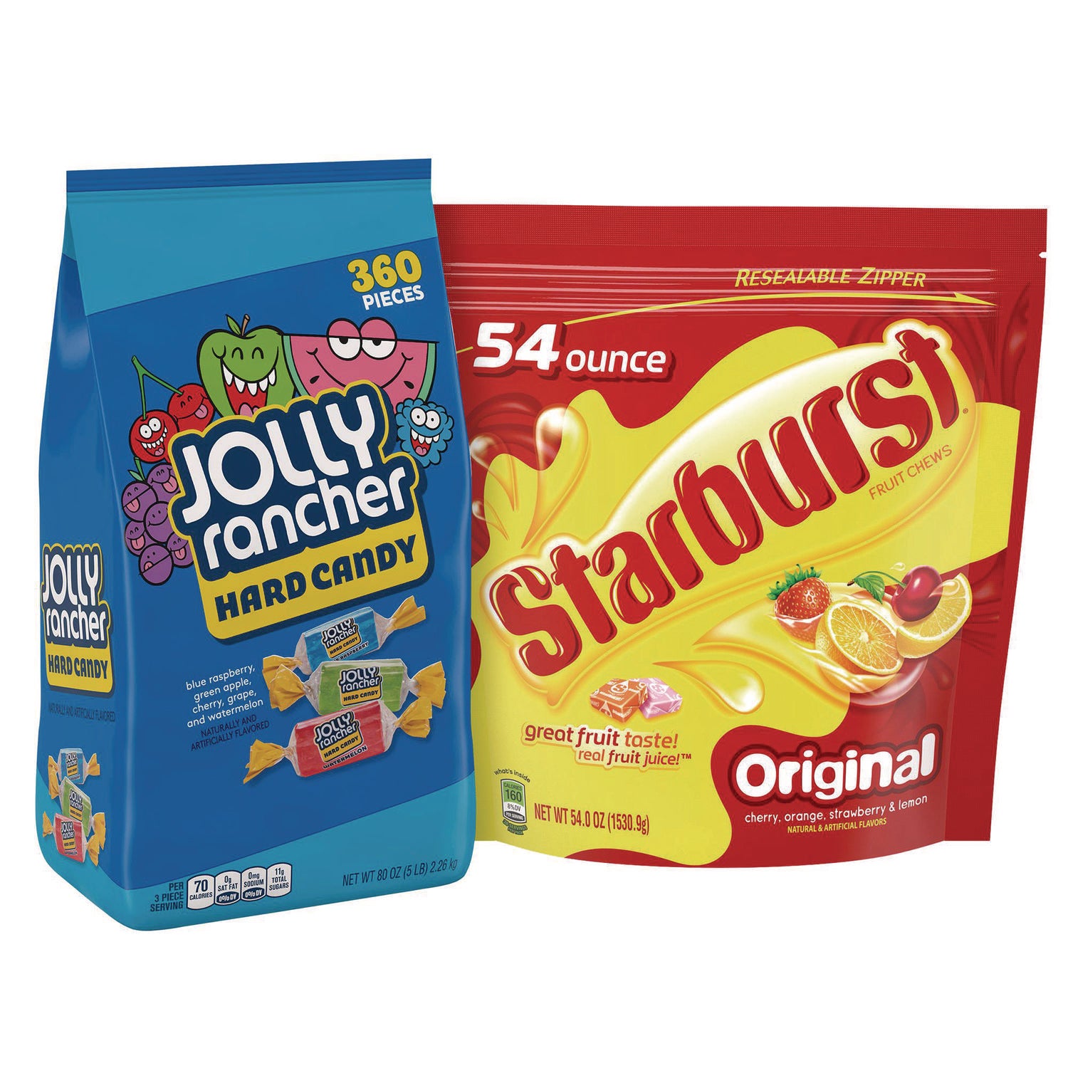 National Brand Chewy and Hard Candy Party Asst, Jolly Rancher/Starburst, 8.5 lbs Total, 2 Bag Bundle