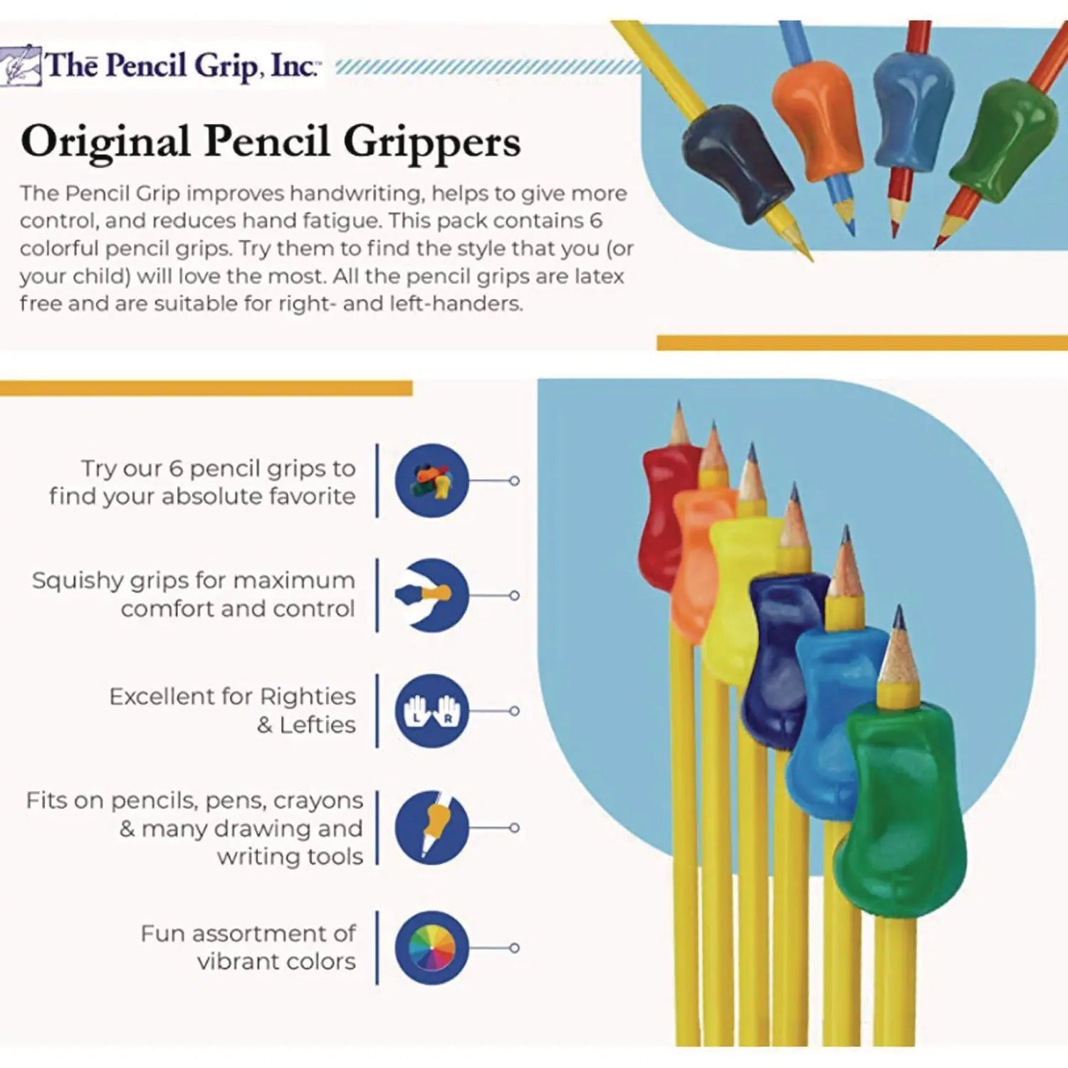 Original Pencil Grip, 1" Long, Assorted Colors, 72/Carton TPG Creations™ Flipcost