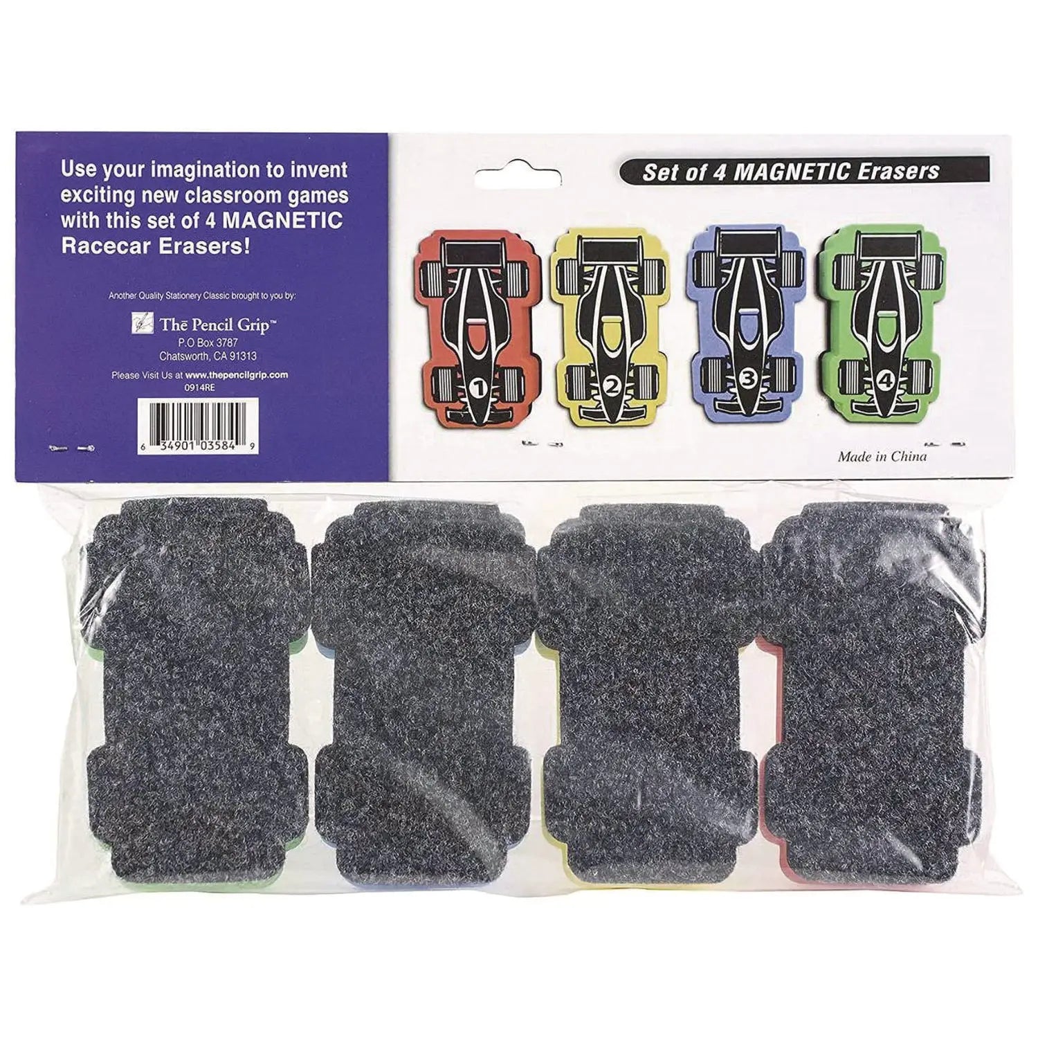 Magnetic Racecar Whiteboard Eraser, 4.5 x 2.6 x 1, 4/Pack, 24 Packs/Carton TPG Creations™ Flipcost