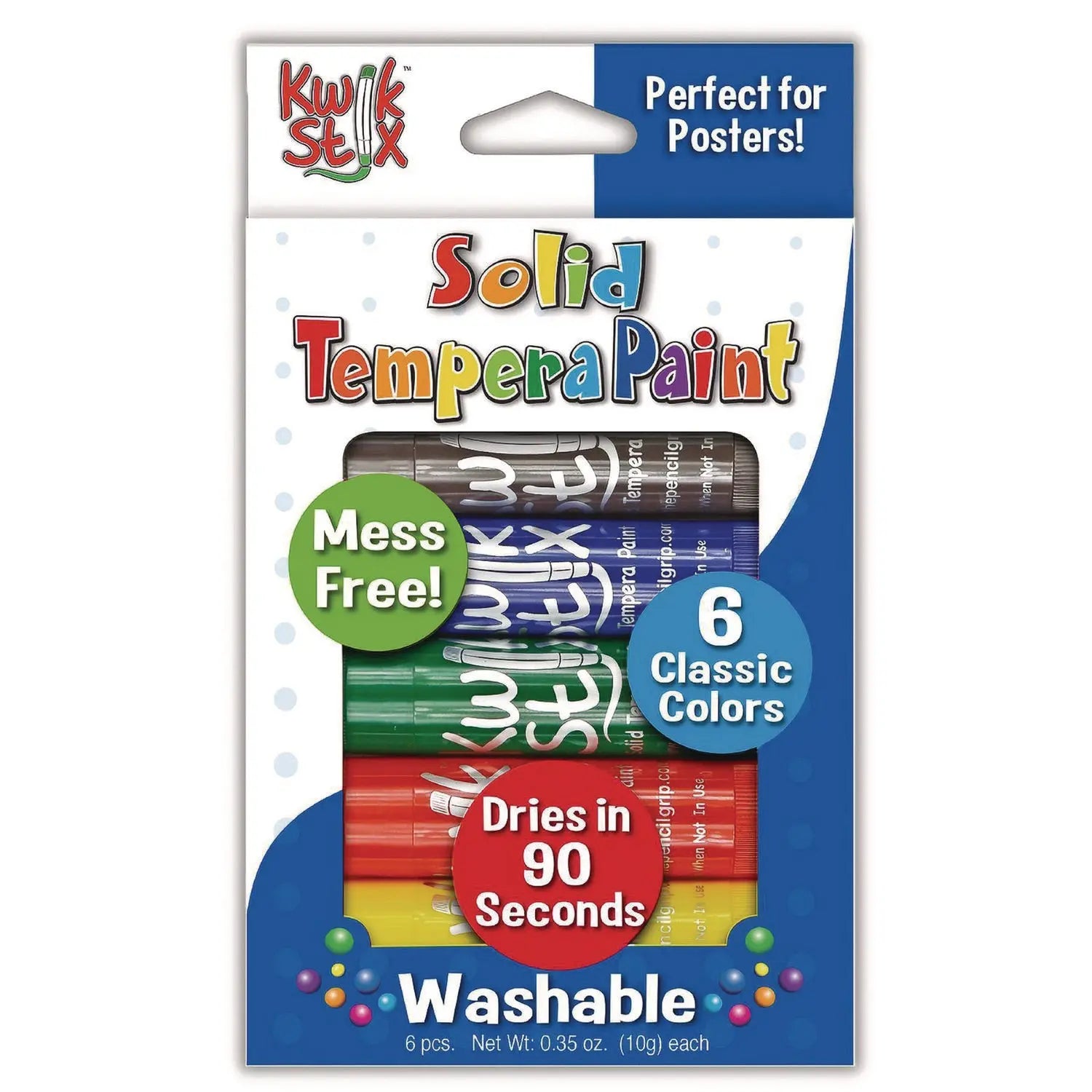 Kwik Stix Tempera Paint Set, 0.7" x 3.5", Assorted, 6 Sticks/Pack, 24 Packs/Carton TPG Creations™ Flipcost