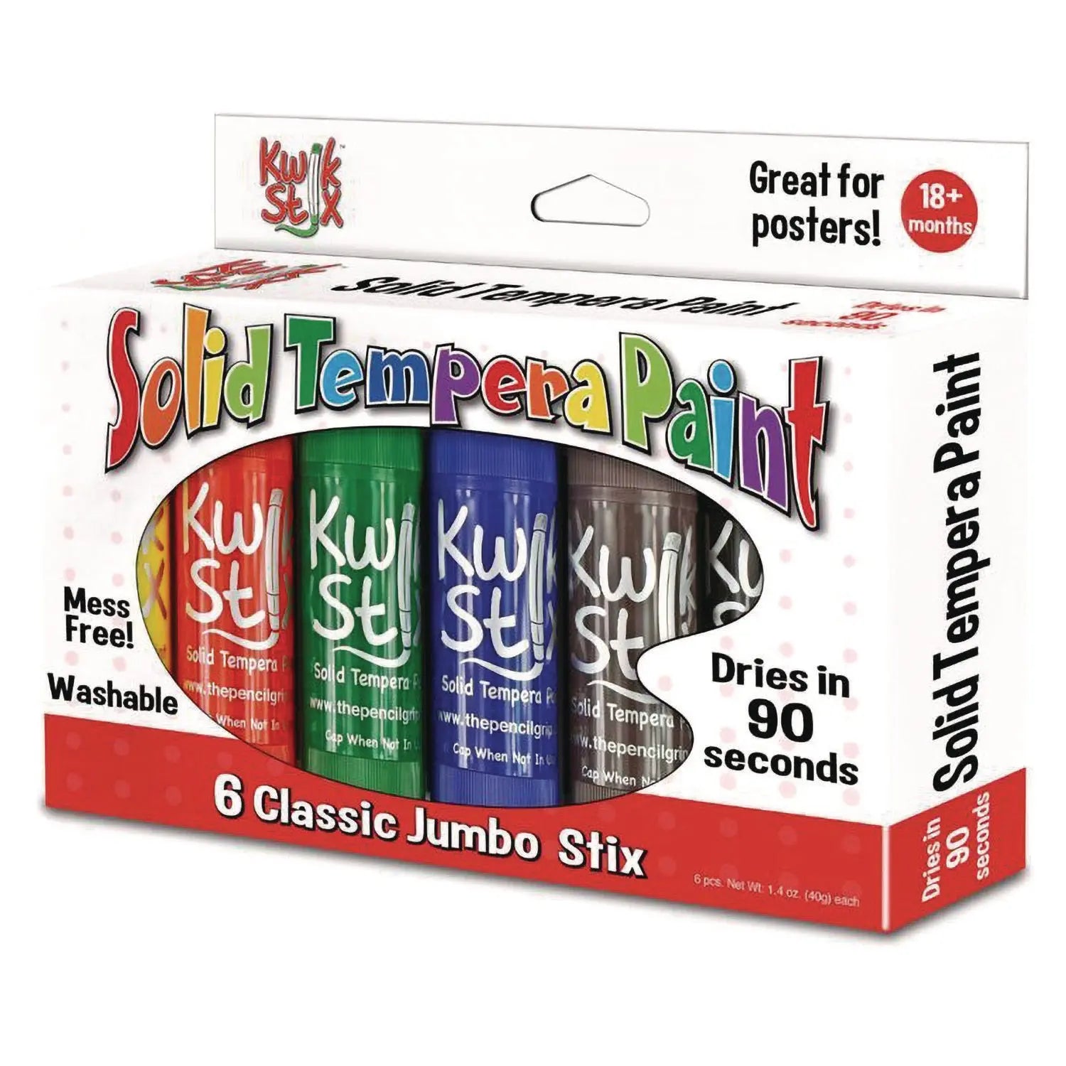 Kwik Stick Tempera Paint, 6 Assorted Classic Colors, 6/Pack, 12 Packs/Carton TPG Creations™ Flipcost