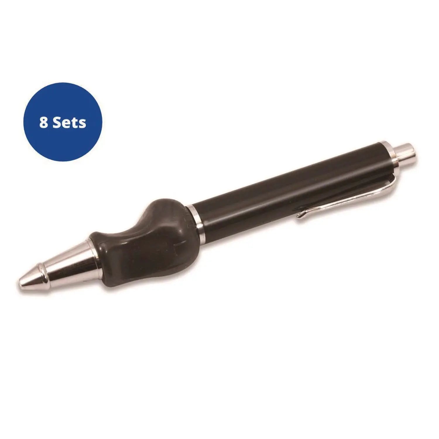 Heavyweight Ball Pen w/The Pencil Grip, Ballpoint Pen, Retractable, Med 0.7 mm, Black Ink, Black/Silver/Navy Barrel, 8/Carton TPG Creations™ Flipcost