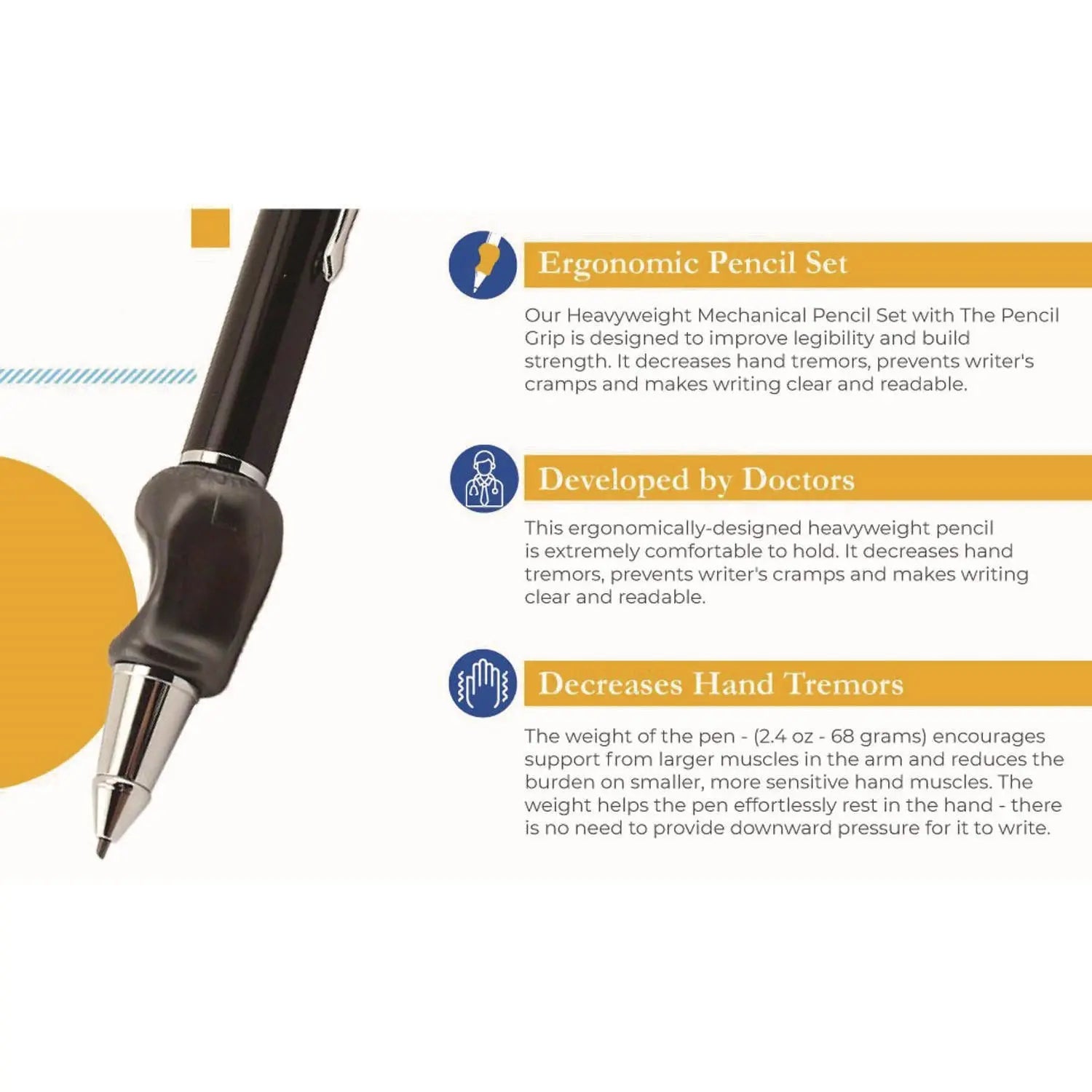 Heavyweight Mechanical Pencil Set w/The Pencil Grip, 2 mm Lead Refills, HB (#2), Black Lead, Black/Navy/Silver Barrel, 8/CT TPG Creations™ Flipcost