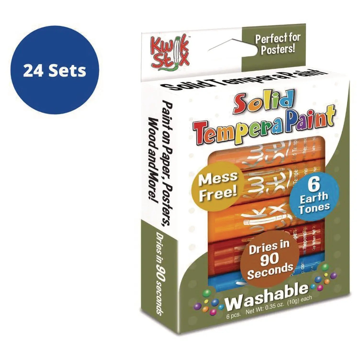 Kwik Stix Tempera Paint Set, 6 Assorted Earth Tones Colors, 6/Pack, 24 Packs/Carton TPG Creations™ Flipcost