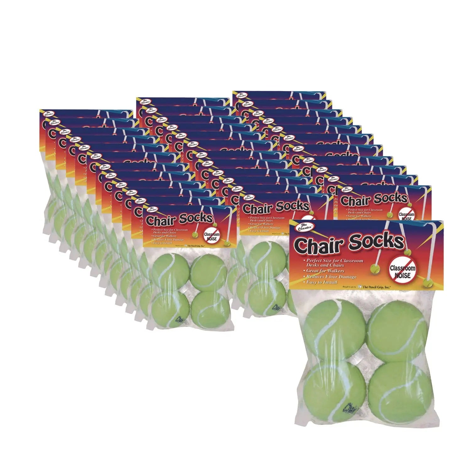 Chair Sox, 2.5", Yellow Felt/Rubber, 4/Pack, 36 Packs/Carton