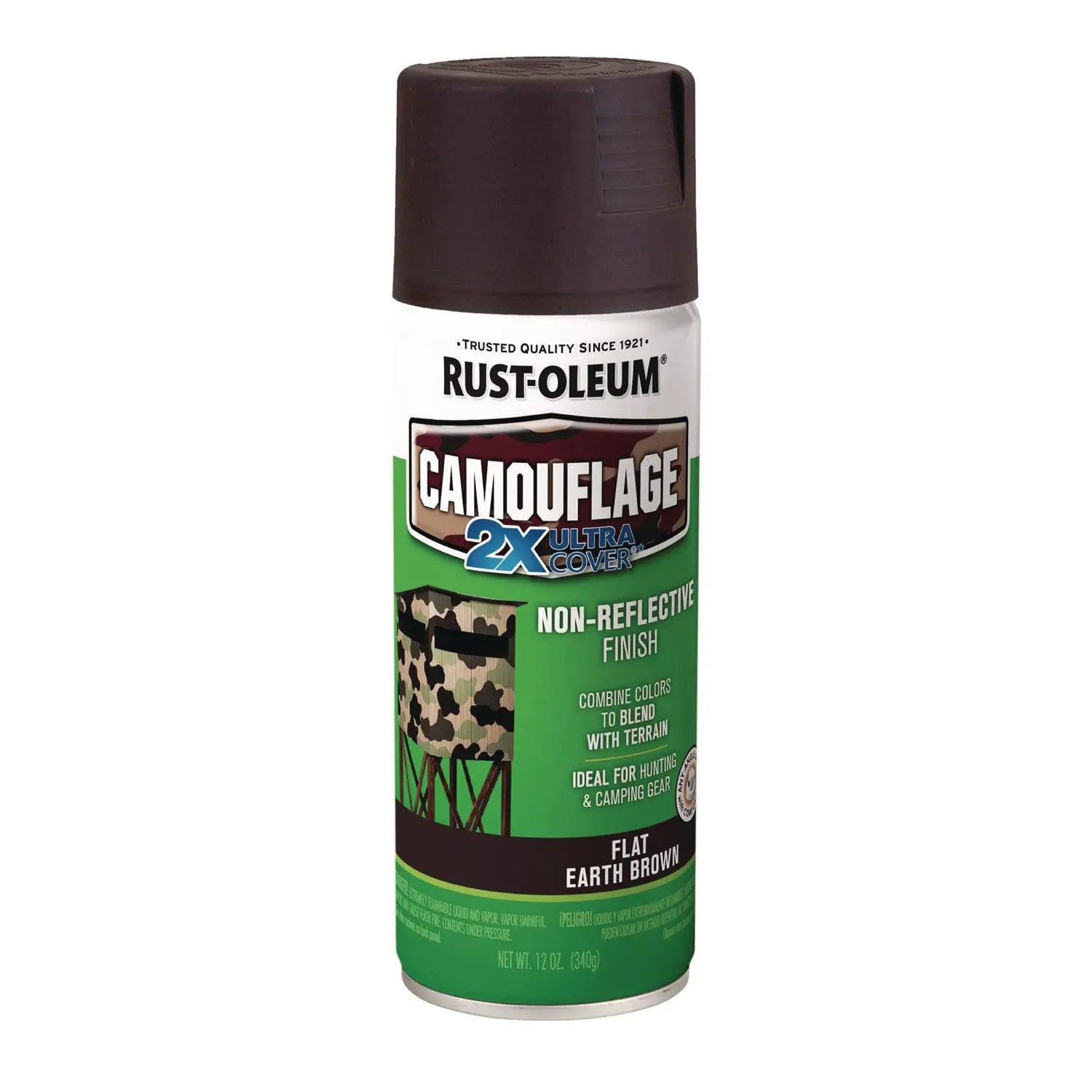 Camouflage Spray Paint, Flat Earth Brown, 12 oz Aerosol Can