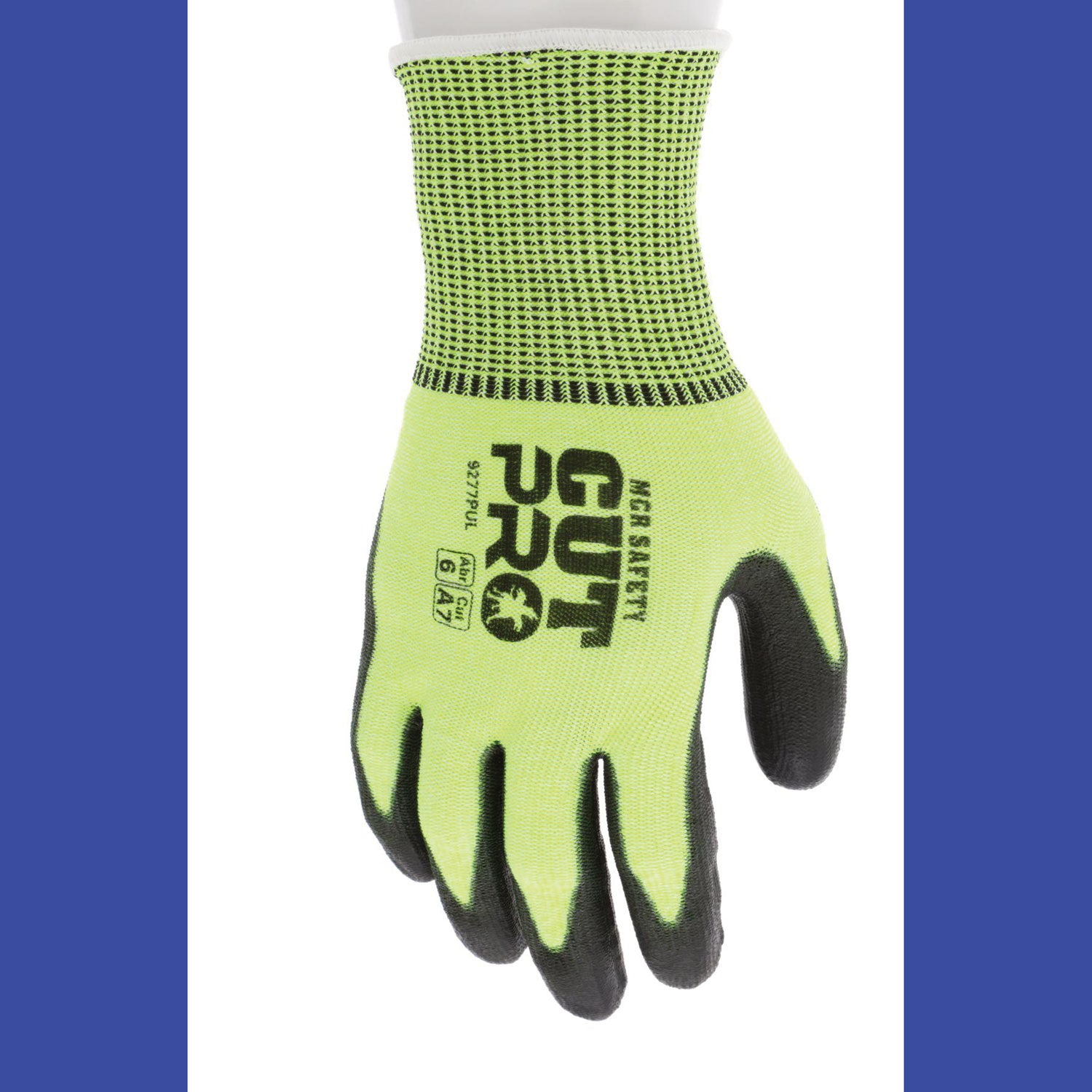 MCR™ Safety Cut Pro 9277PU Gloves, Large, Black/Lime, Dozen