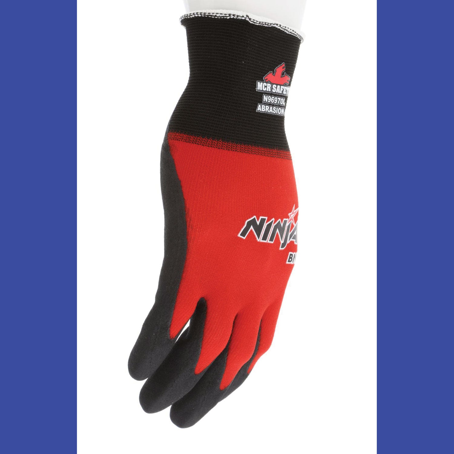 MCR™ Safety Ninja BNF N96970 Gloves, Large, Black/Red, Dozen
