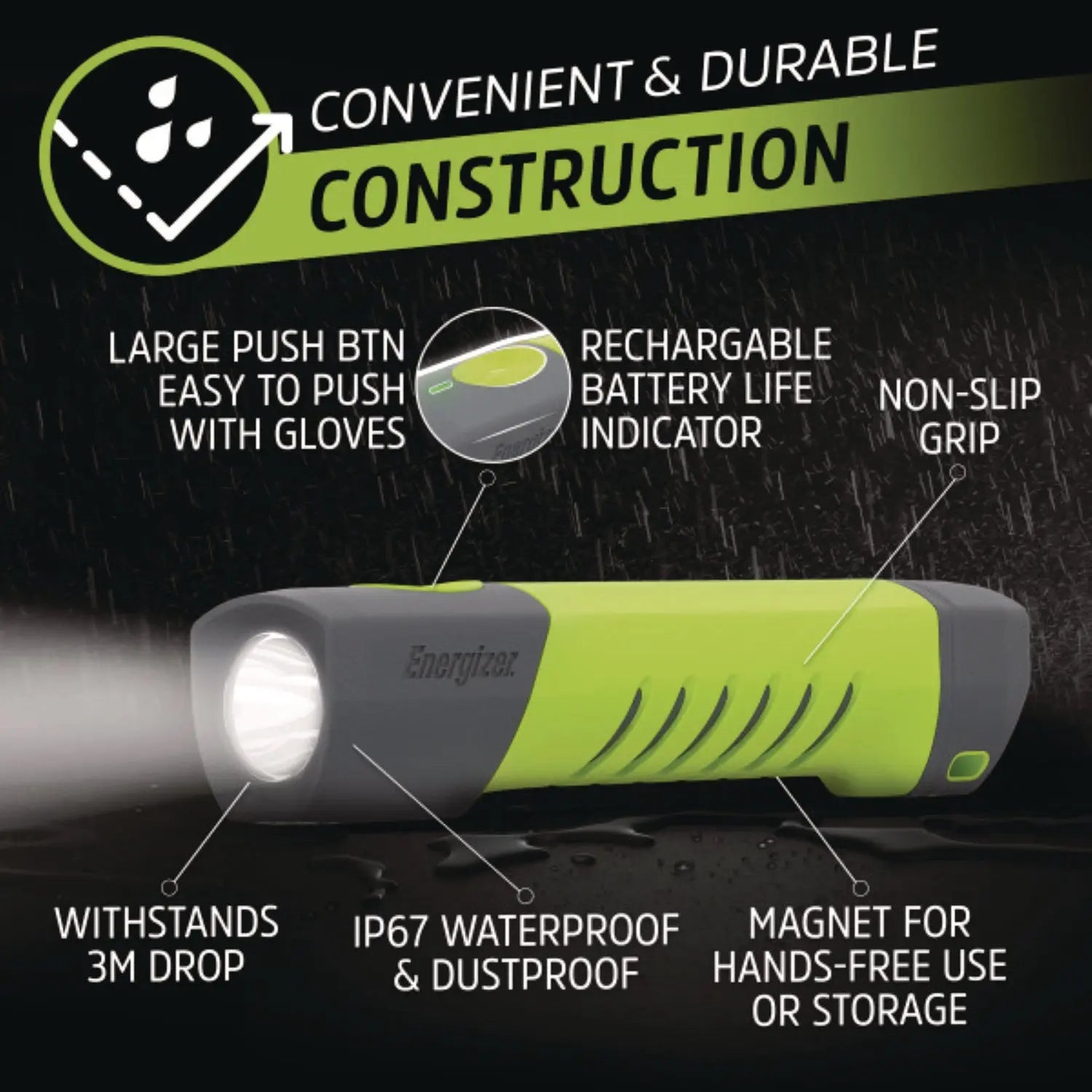 Pro Series Handheld High CRI Flashlight, Rechargeable Lithium Ion/6 AAA Batteries Included, Gray/Green Energizer® Flipcost