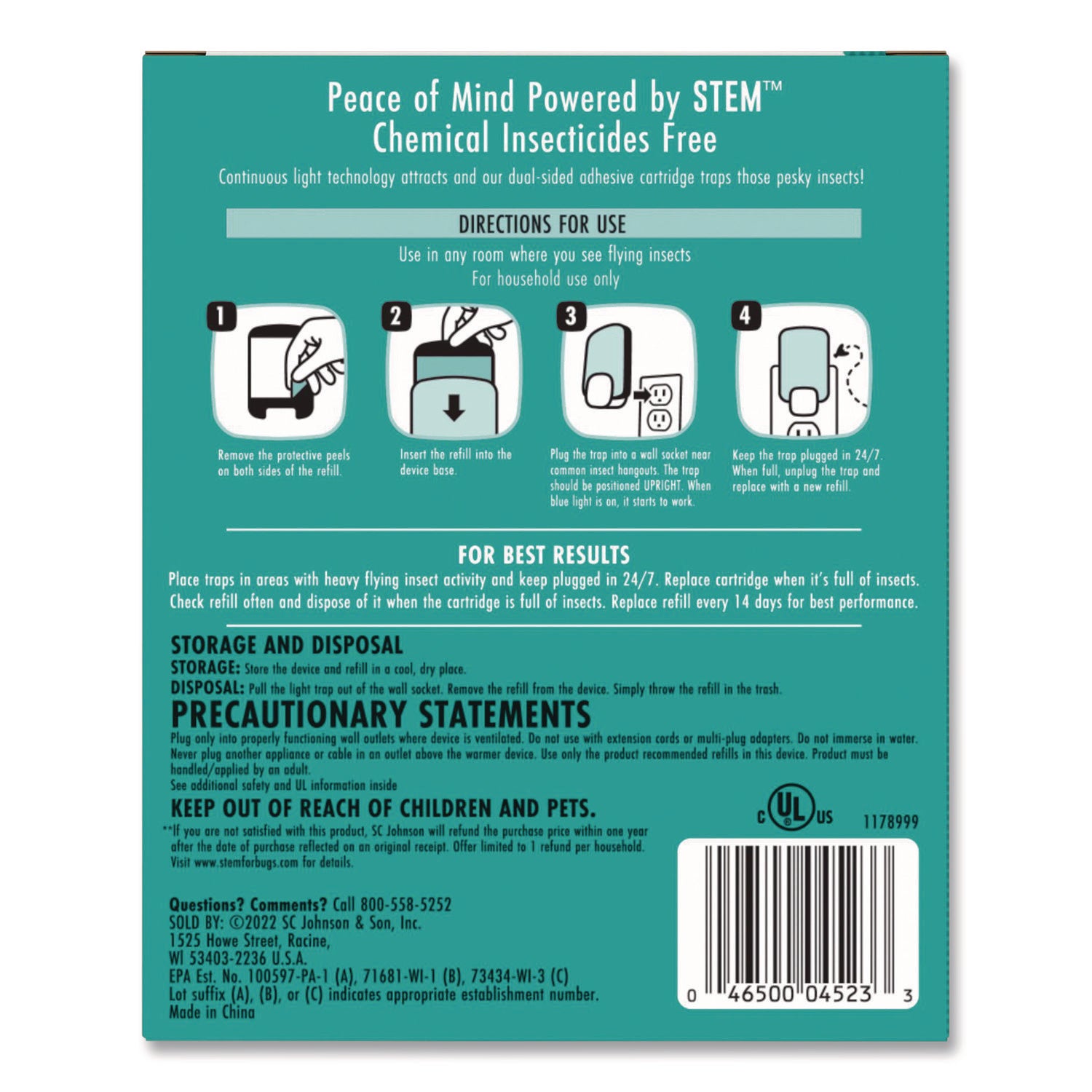 SC Johnson® STEM Light Trap, with Refill, 4/Carton