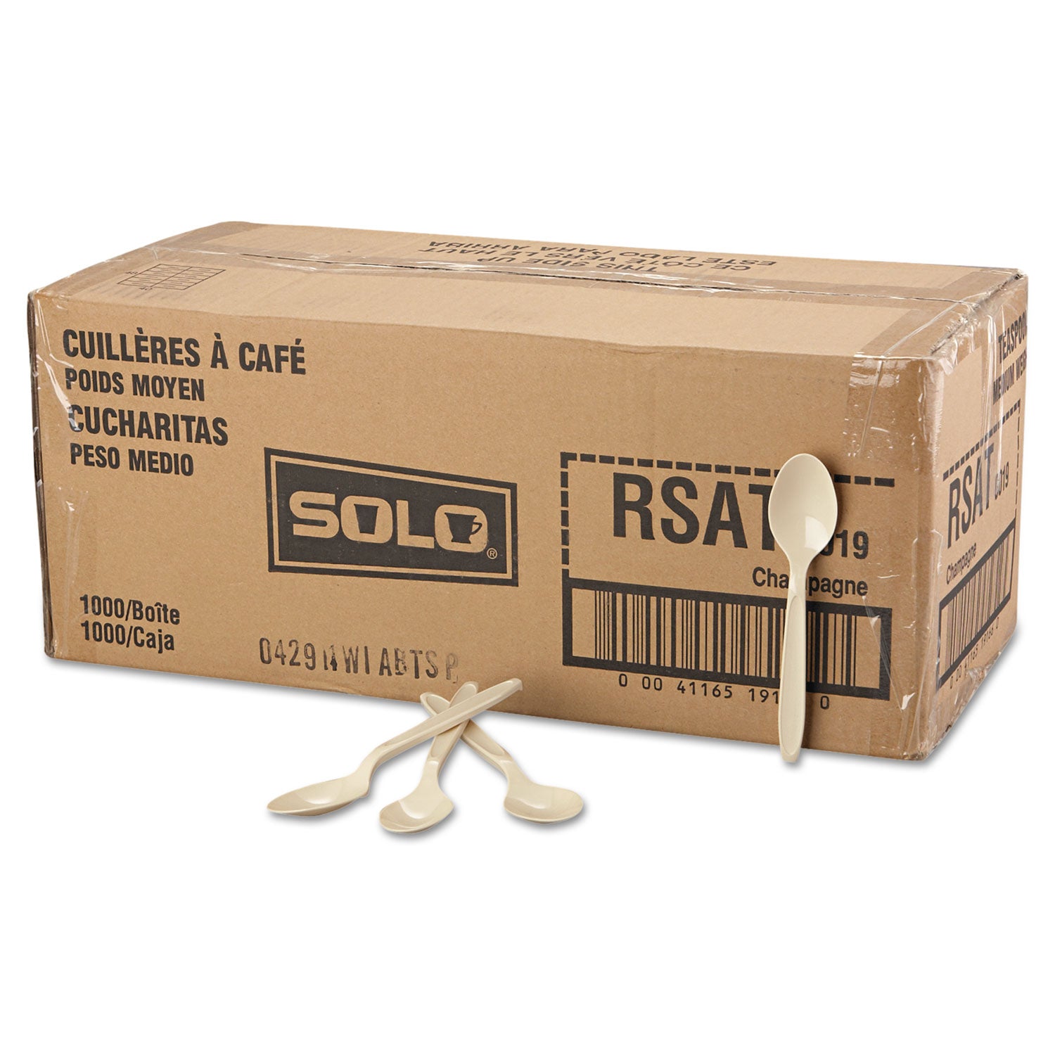 SOLO® Reliance Mediumweight Cutlery, Spoon, Plastic, Champagne, 1,000/Carton
