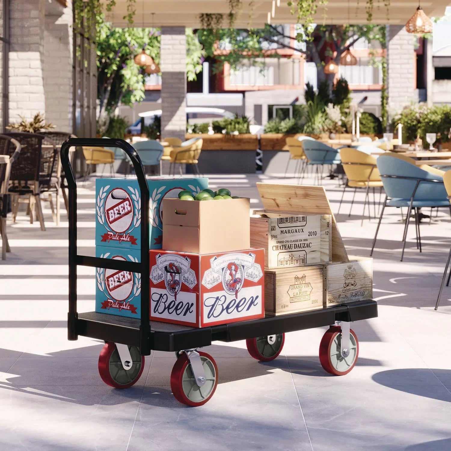 Resin Platform Truck, 1,600 lb Capacity, 24.25 x 52.25 x 41, Black Suncast Commercial® Flipcost