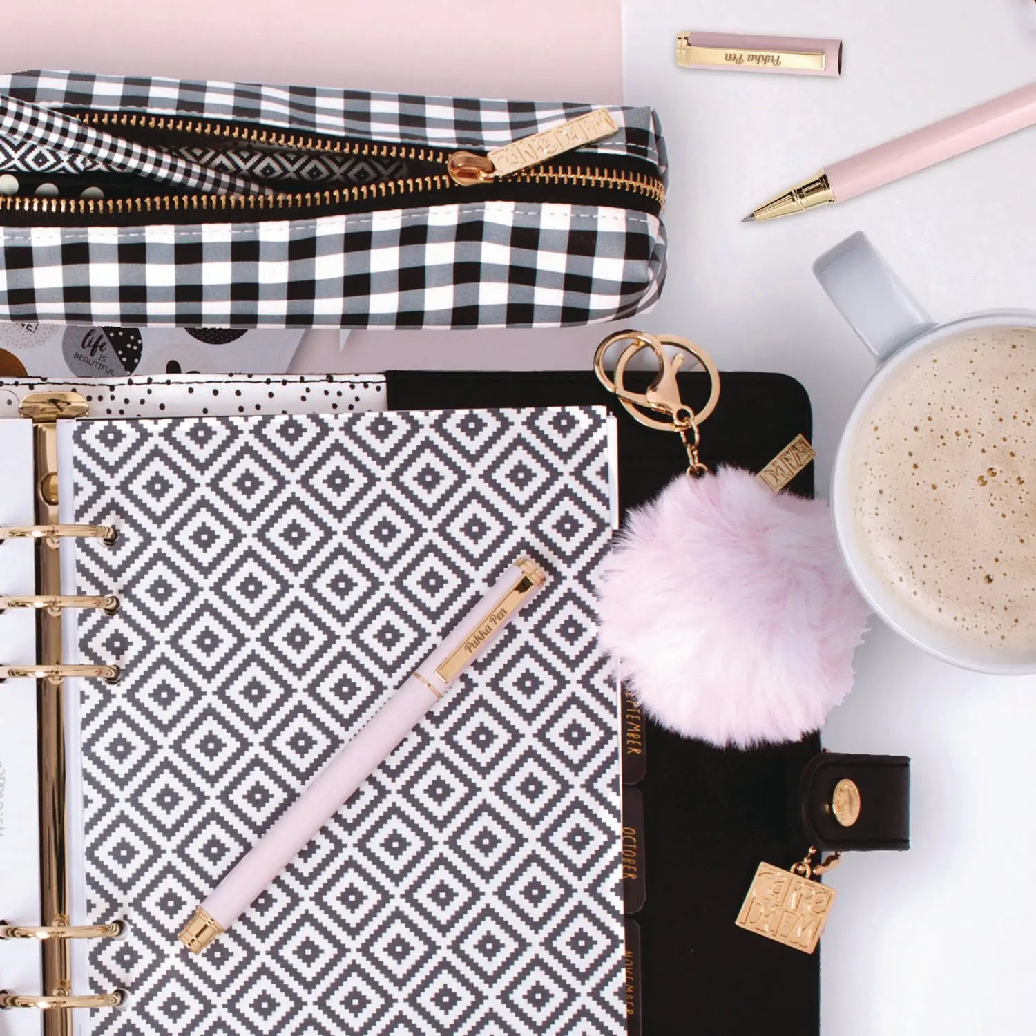 Carpe Diem All Metal Gel Pens Gel Pen, Stick, Medium 0.7 mm, Black Ink, Pink Barrel, 6/Pack PUKKA PAD® Flipcost