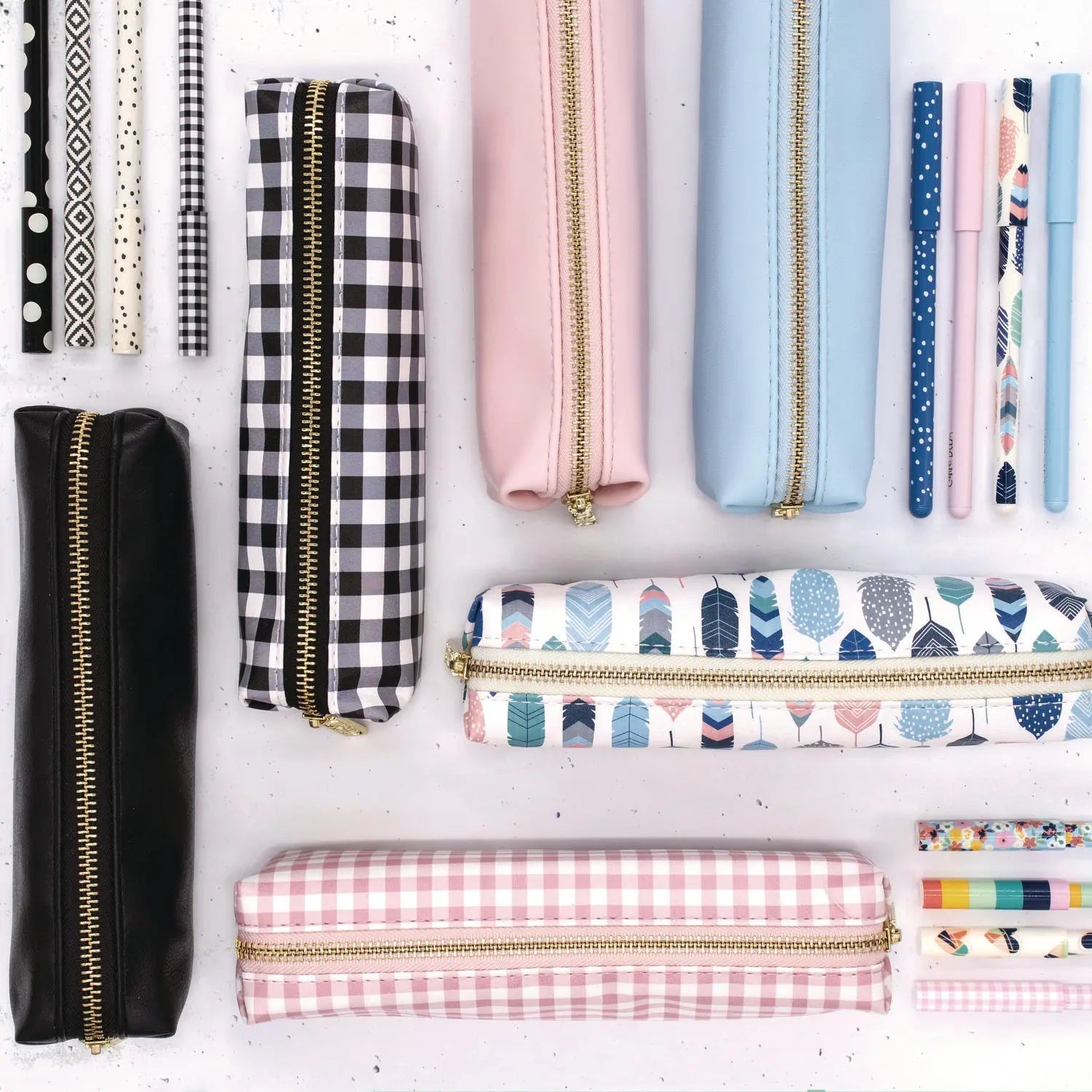 Pencil Case, 7.9 x 2 x 2, Black and White Check, 6/Pack PUKKA PAD® Flipcost