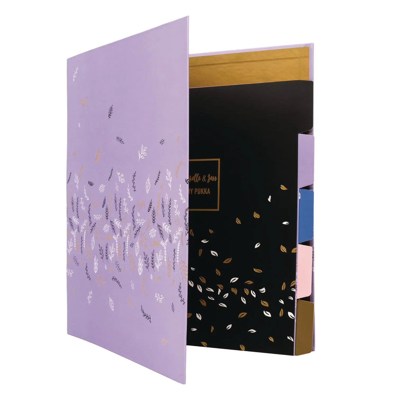 Rollbound Binder, 3 Rings, 1" Capacity, 11 x 8.5, Lilac/Black/Gold/White