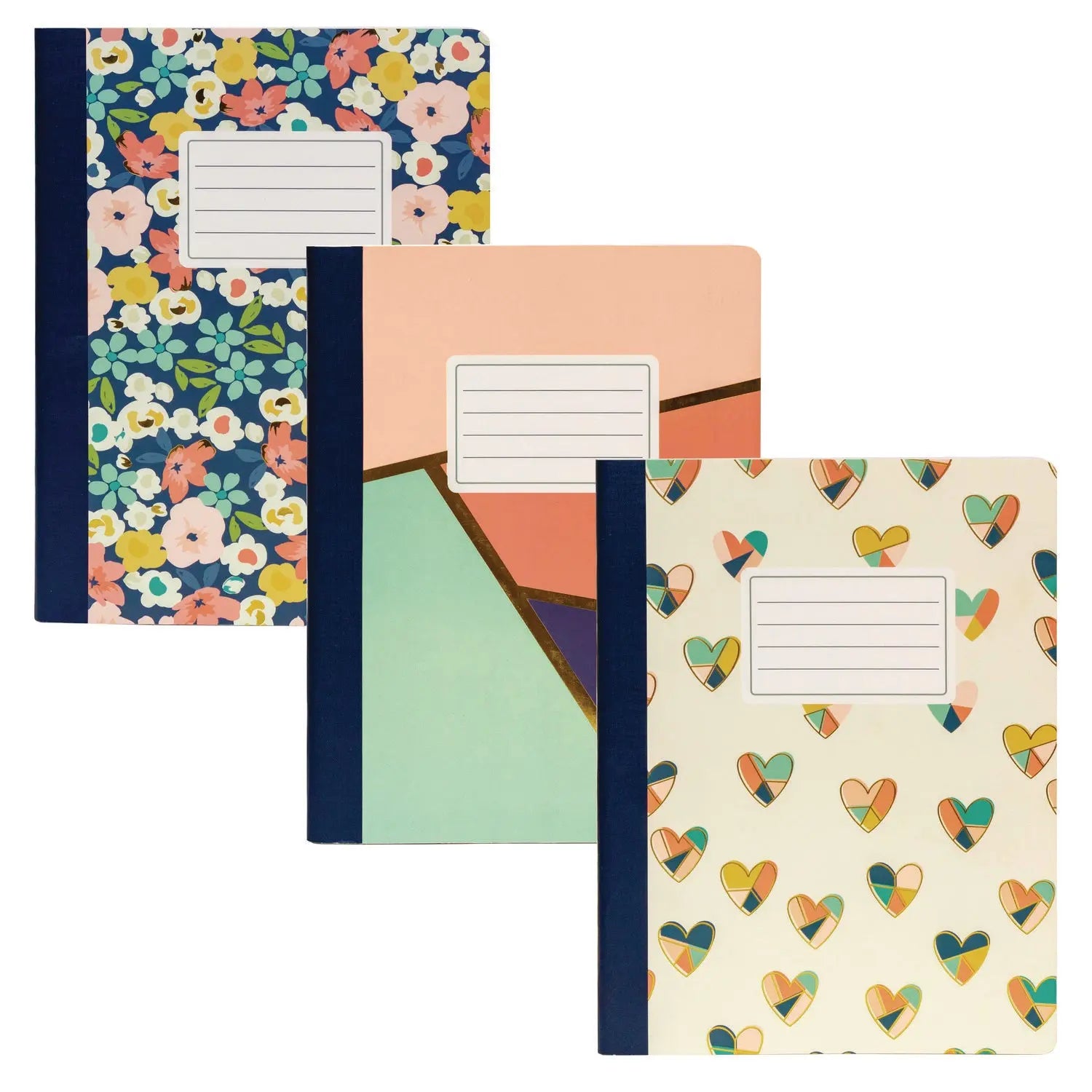 Composition Book, Medium/College Rule, Assorted Floral Love Covers, (70) 9.75 x 7.5 Sheets, 3/Pack