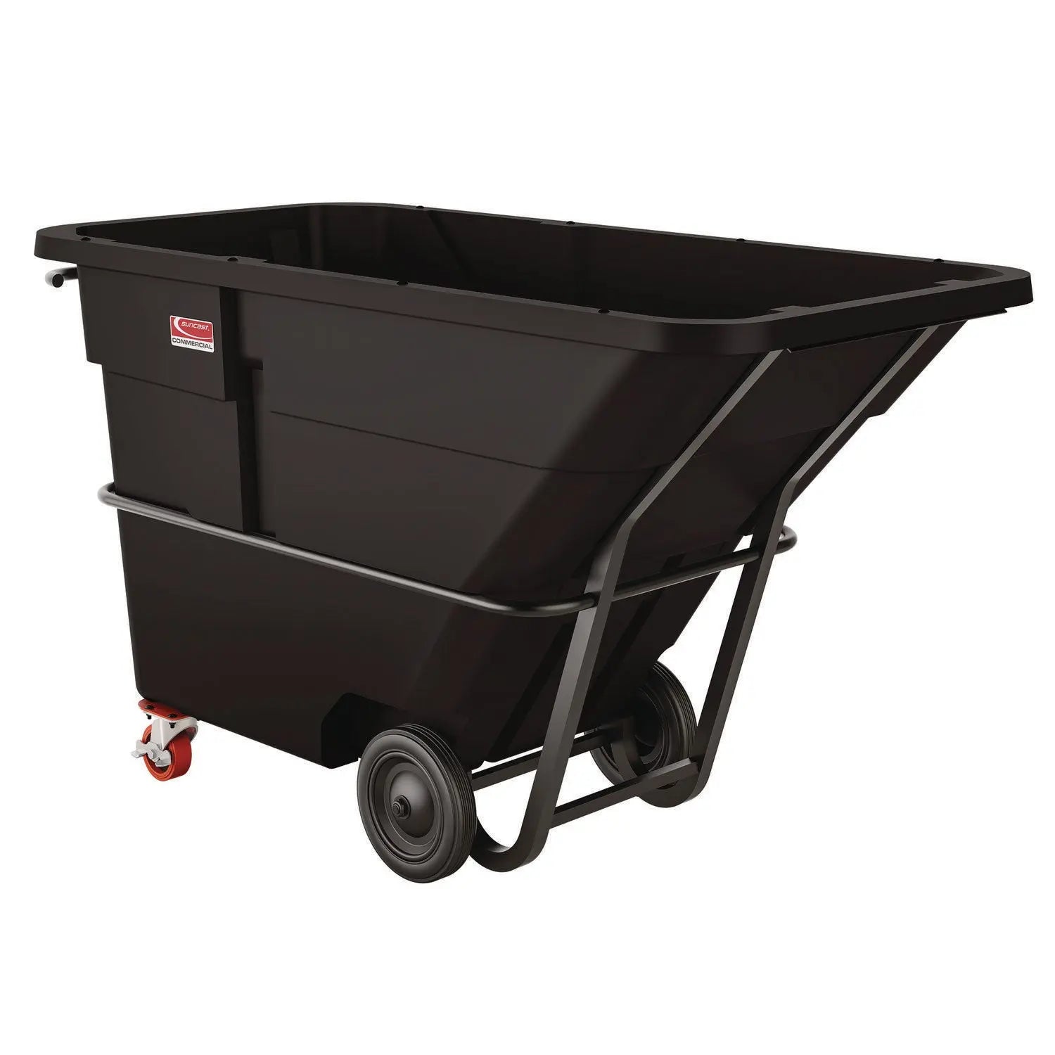 Standard Duty Tilt Truck, 1.5 cu yd, Plastic, Black/Red Suncast Commercial® Flipcost
