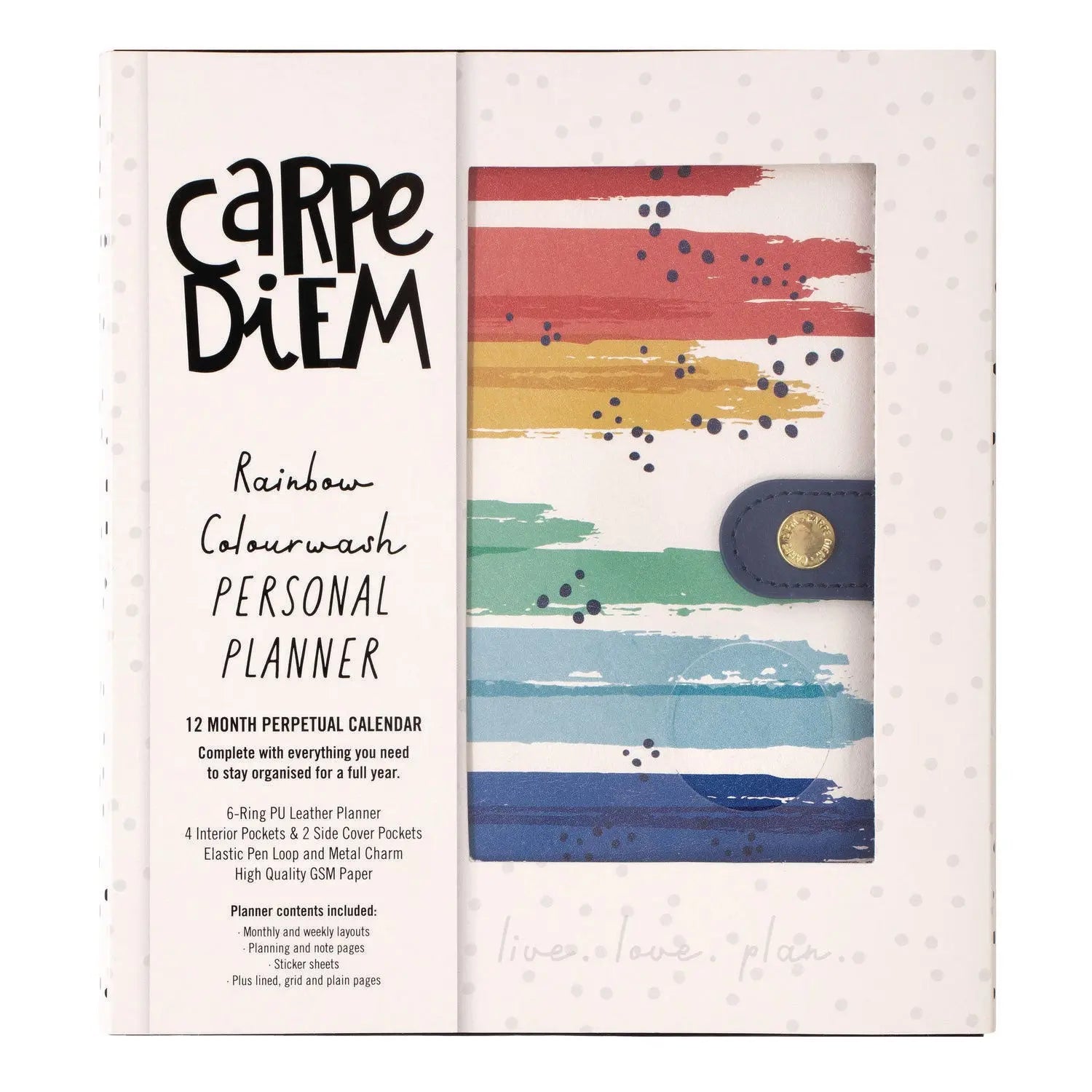 Personal Planner, Color Wash, 7.48 x 6.42, Blue/Green/Red/Yellow Cover, 12-Month, Undated PUKKA PAD® Flipcost