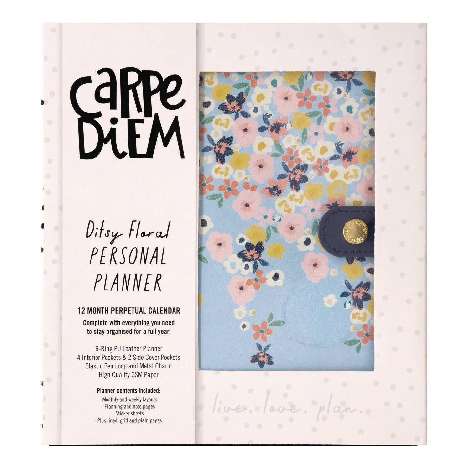 Personal Planner, Floral, 7.48 x 6.42, Blue/Pink/White/Yellow Cover, 12-Month, Undated PUKKA PAD® Flipcost