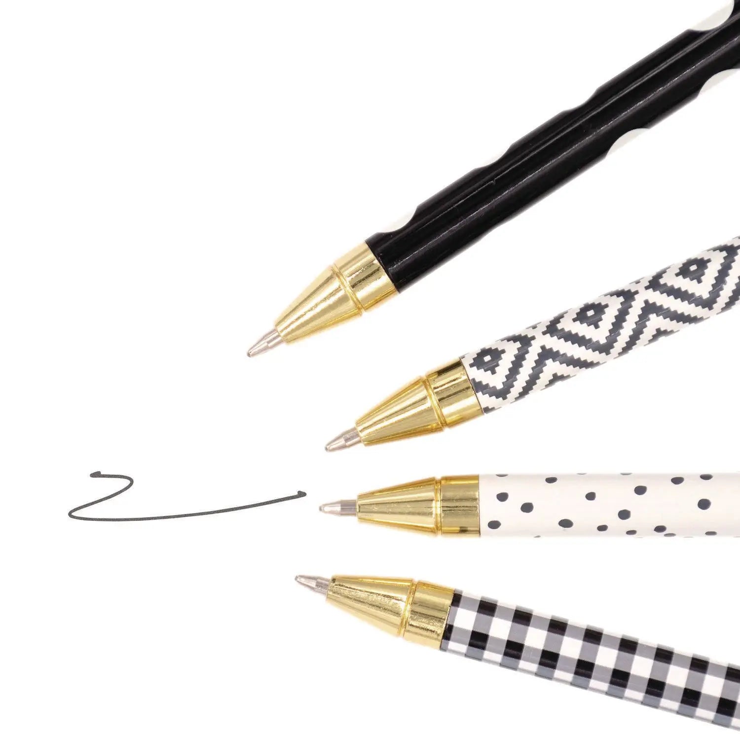 Carpe Diem Ballpoint Pen, Stick, Medium 0.7 mm, Black Ink, Assorted Black Collection, 4 Pens/Pack, 6 Packs/Box PUKKA PAD® Flipcost