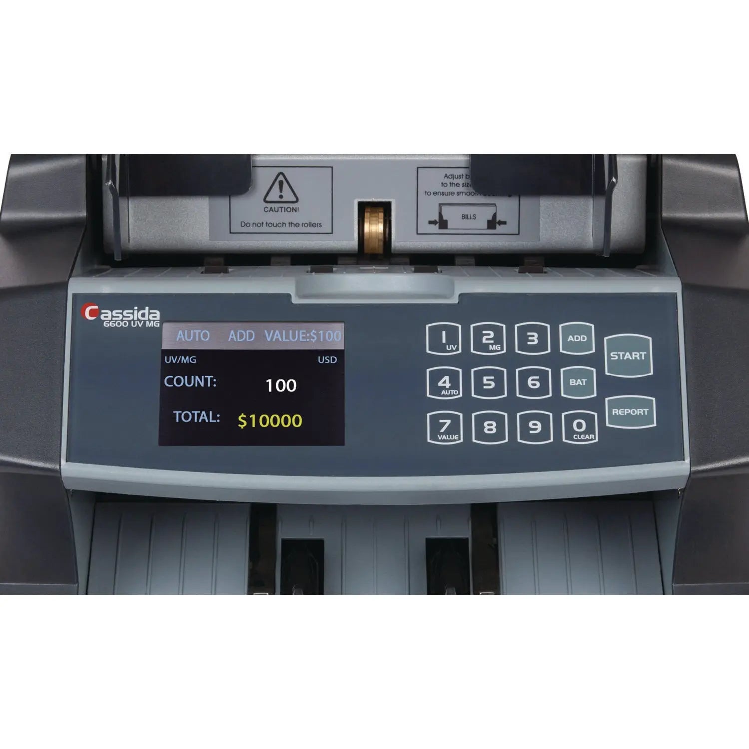 6600 UV/MG Top Loading Bill Counter, 1,400 Bills/min, 10.2 x 11 x 8.1, Gray Cassida Flipcost