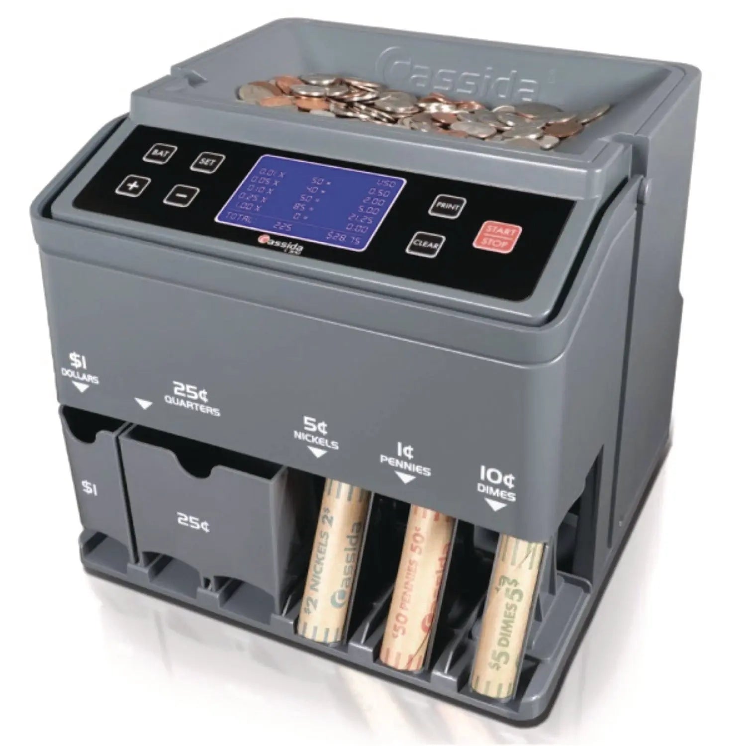 C300 Series Coin Sorter/Counter, 300 Coins/Min, 11" x 11" x 10", Gray