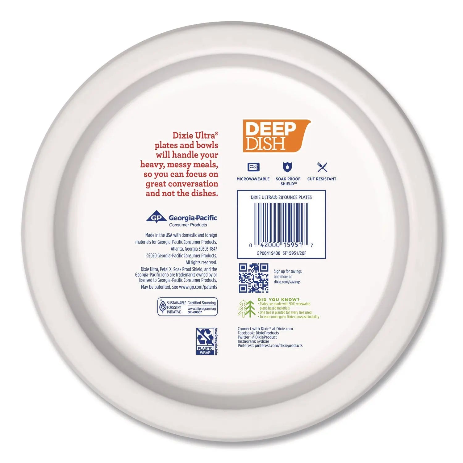 Deep Dish Paper Plate, 9.56" dia, Blue/Yellow, 18/Pack Dixie® Ultra® Flipcost